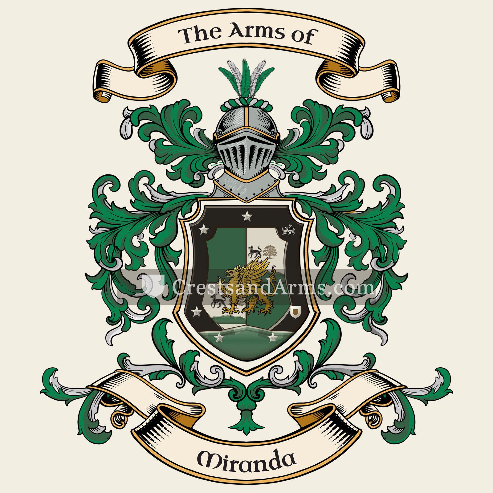 The Miranda coat of arms, drawn from the recorded blazon