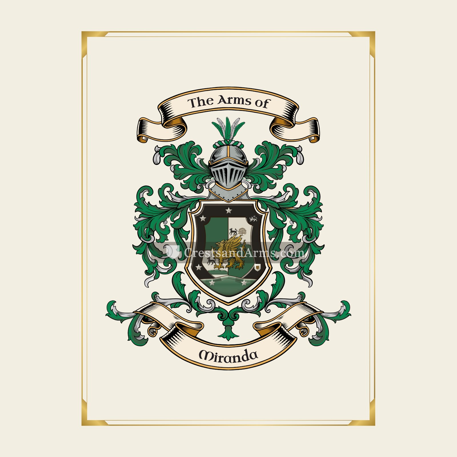 With gold border