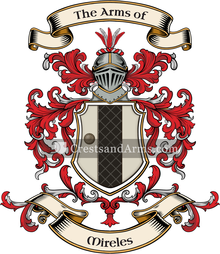 The Mireles coat of arms, drawn from the recorded blazon