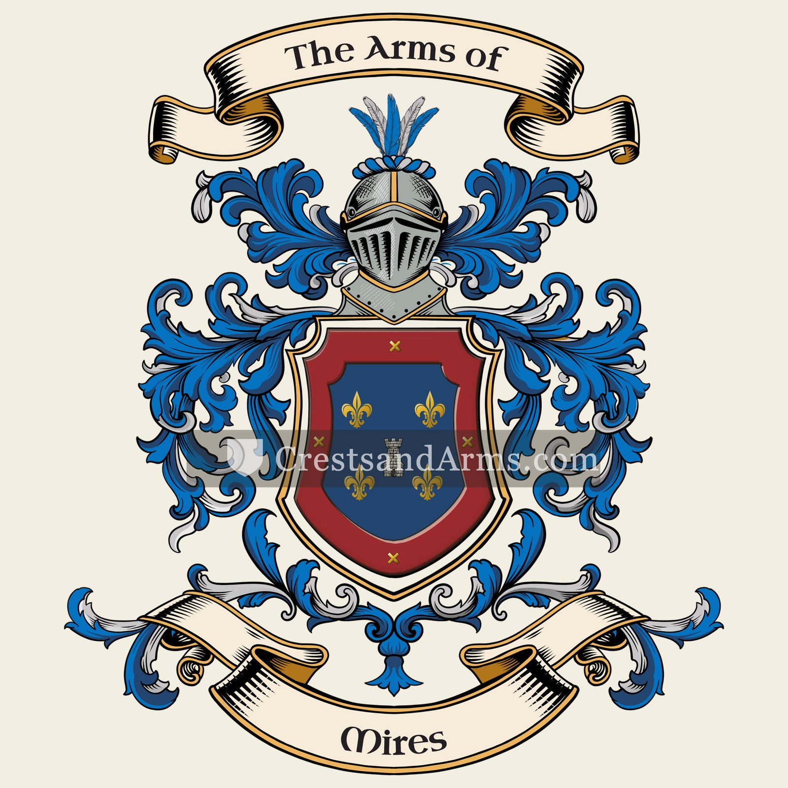 The Mires coat of arms, drawn from the recorded blazon