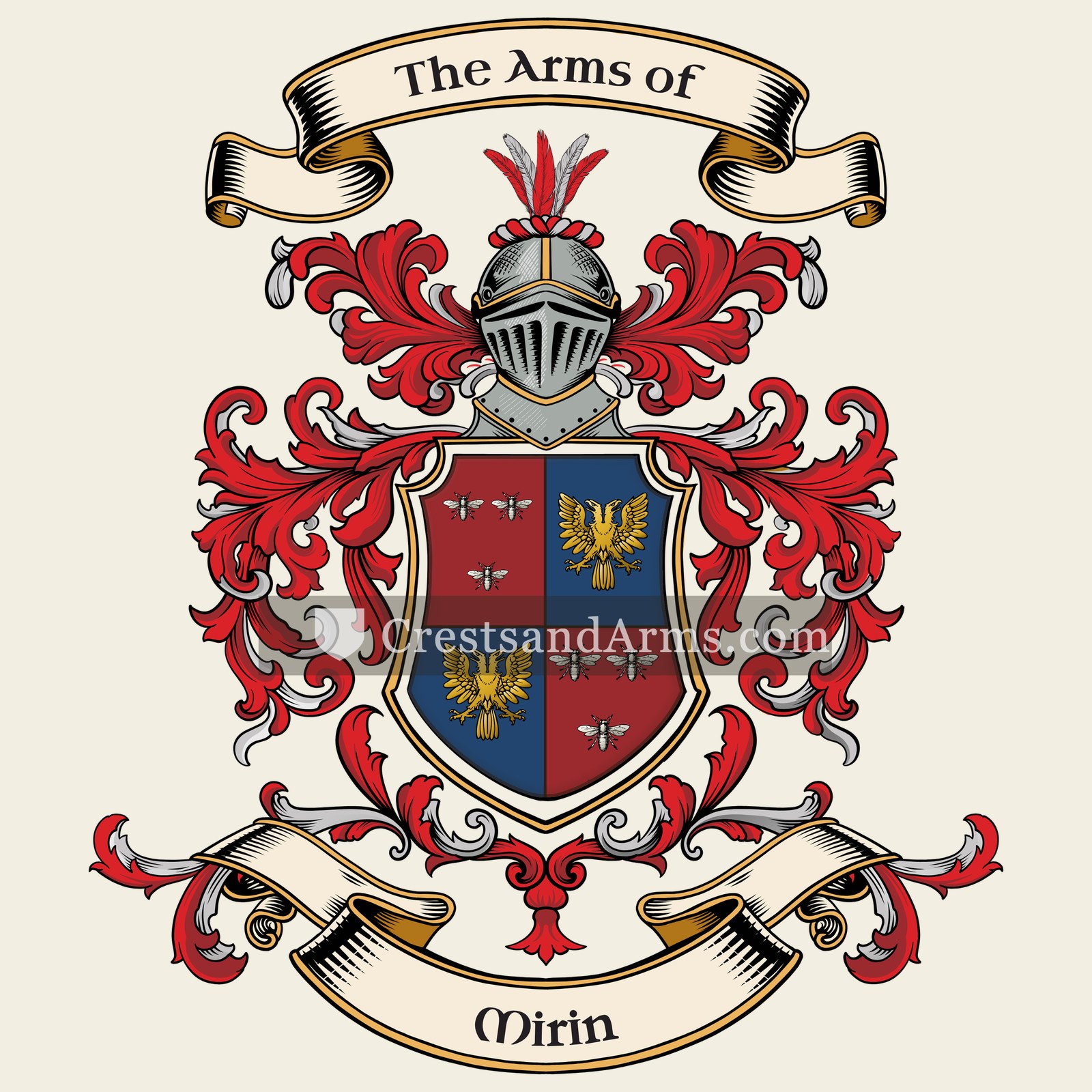The Mirin coat of arms, drawn from the recorded blazon