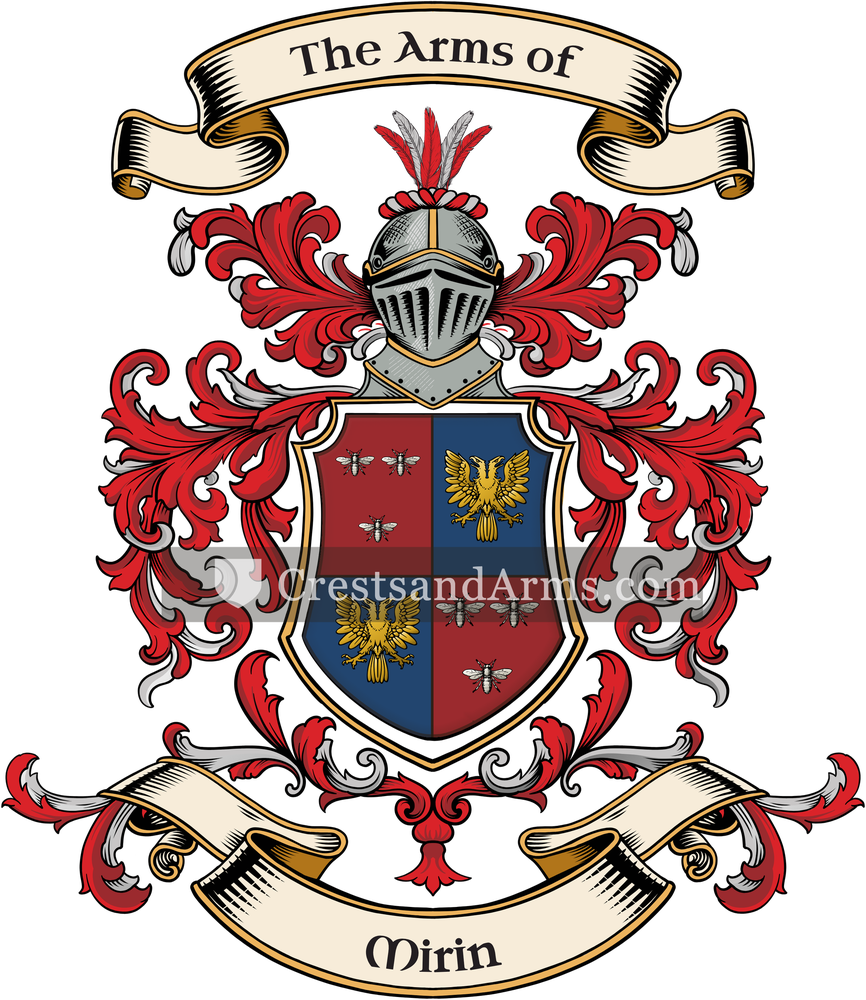 The Mirin coat of arms, drawn from the recorded blazon