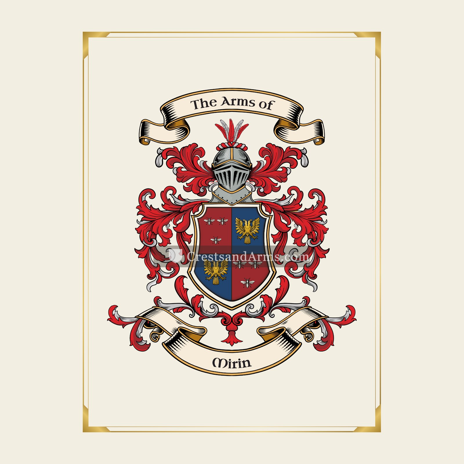 With gold border