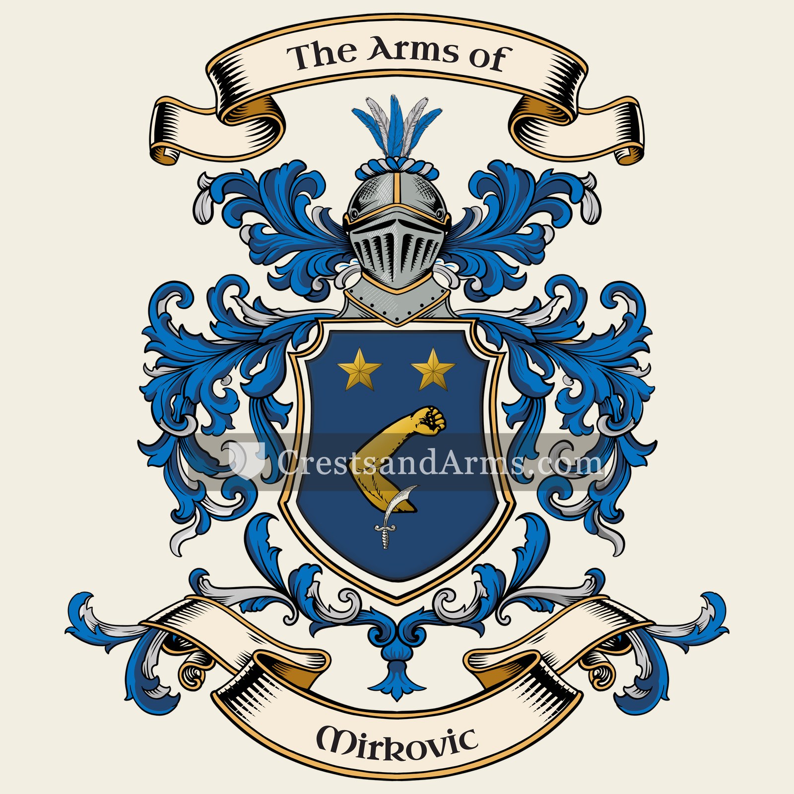 The Mirkovic coat of arms, drawn from the recorded blazon
