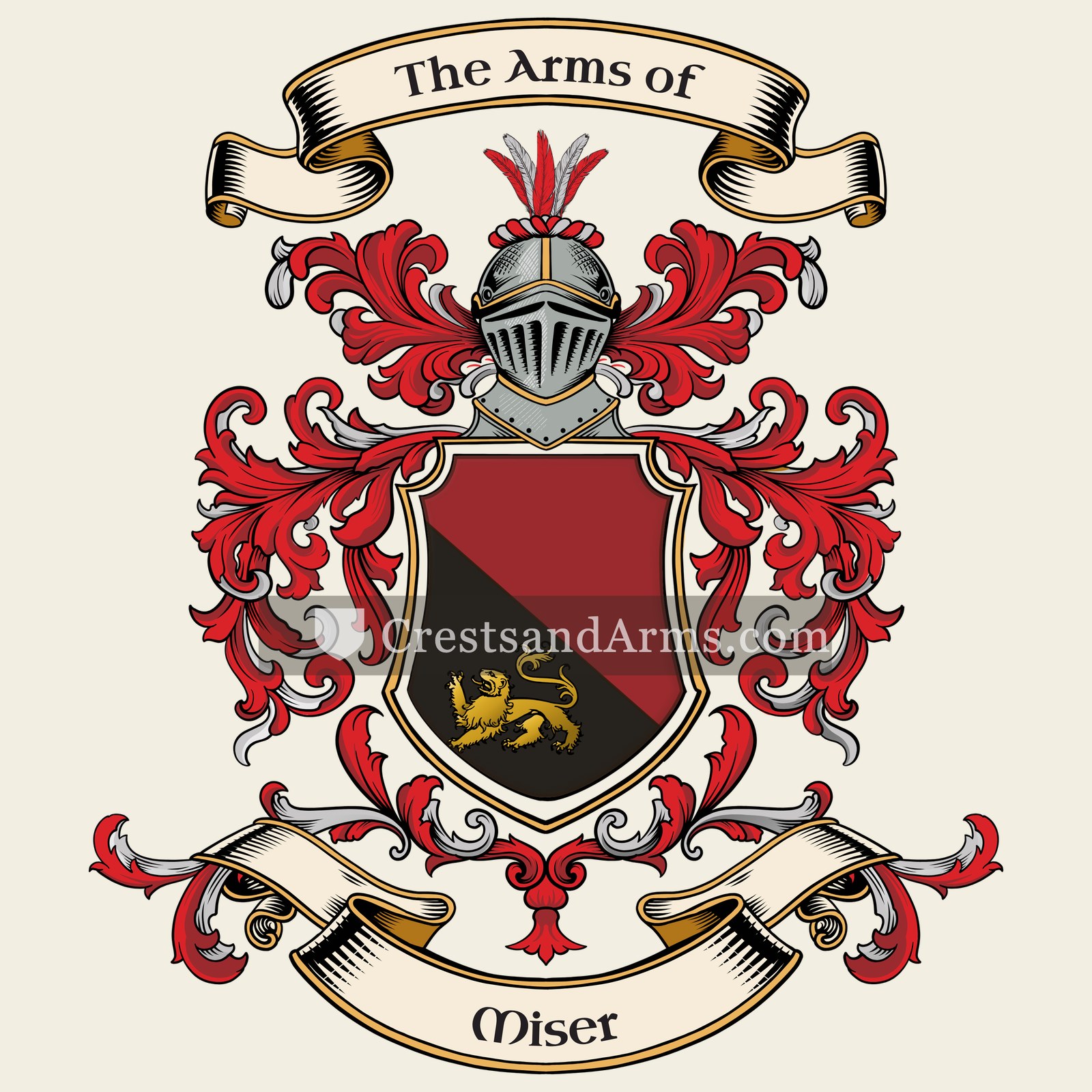 The Miser coat of arms, drawn from the recorded blazon