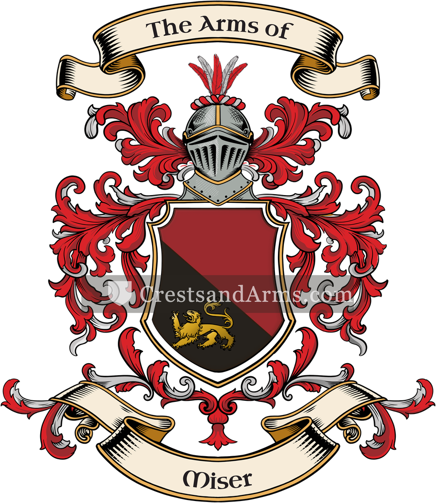 The Miser coat of arms, drawn from the recorded blazon