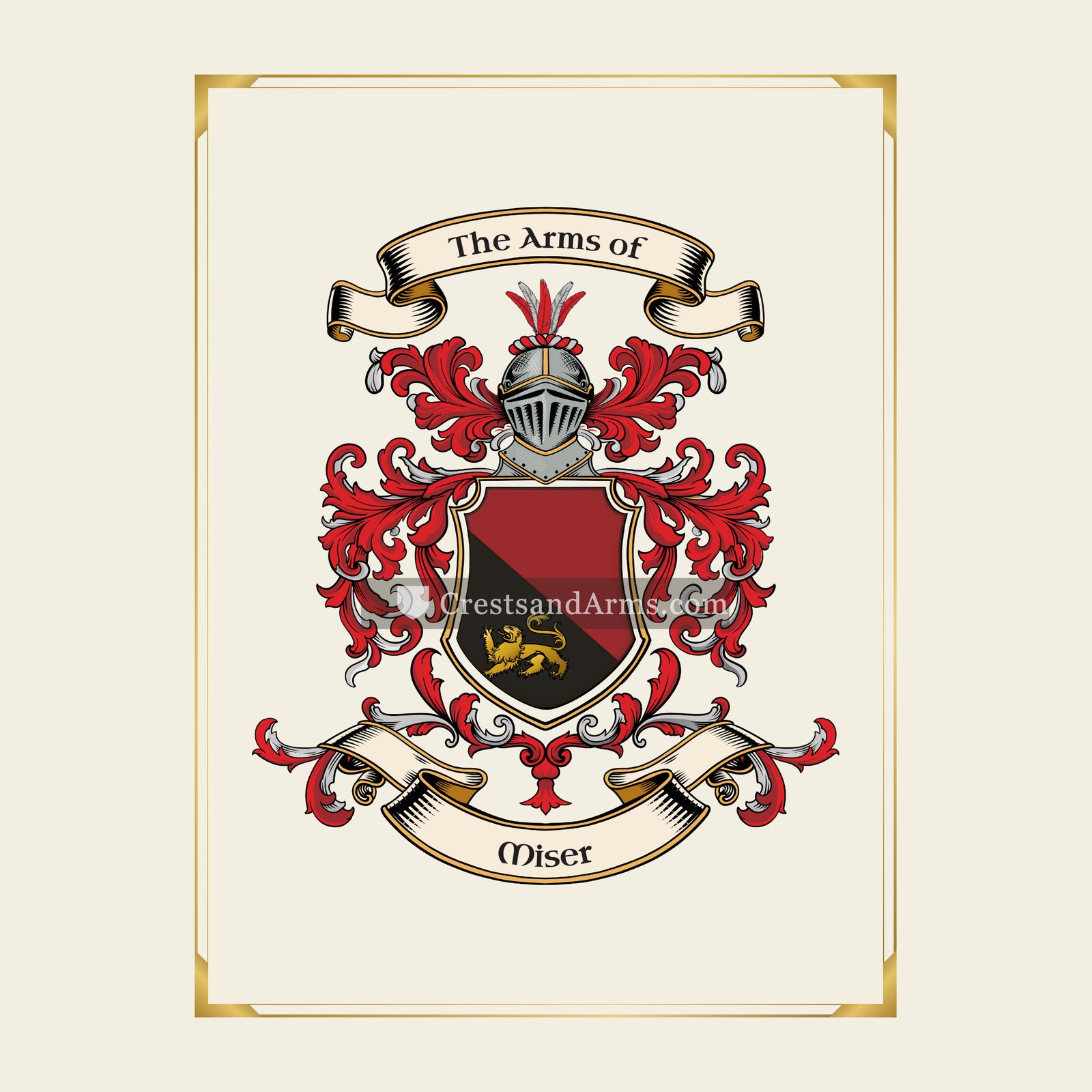 With gold border