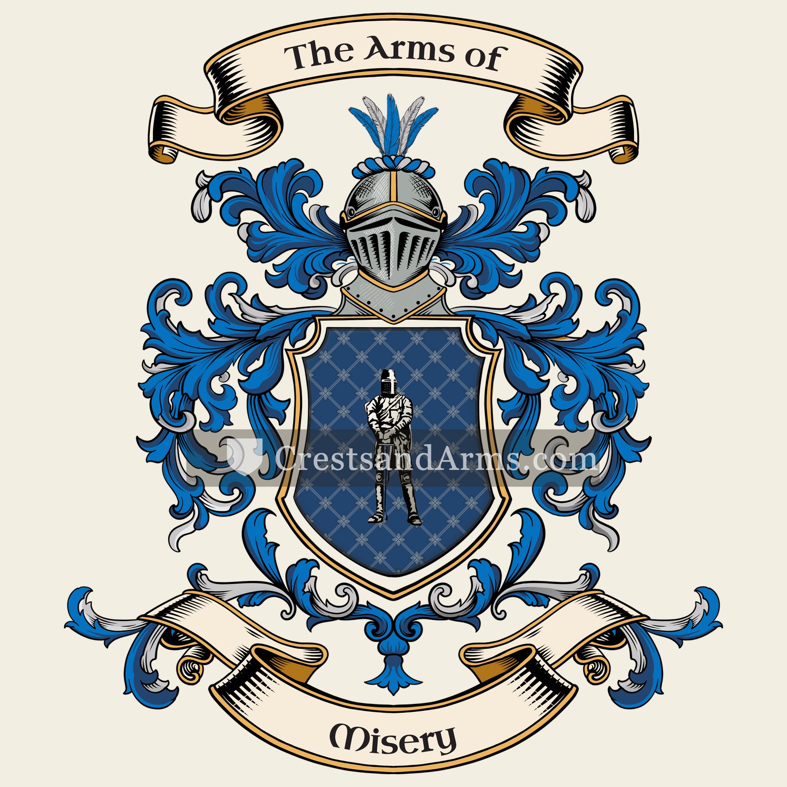 The Misery coat of arms, drawn from the recorded blazon