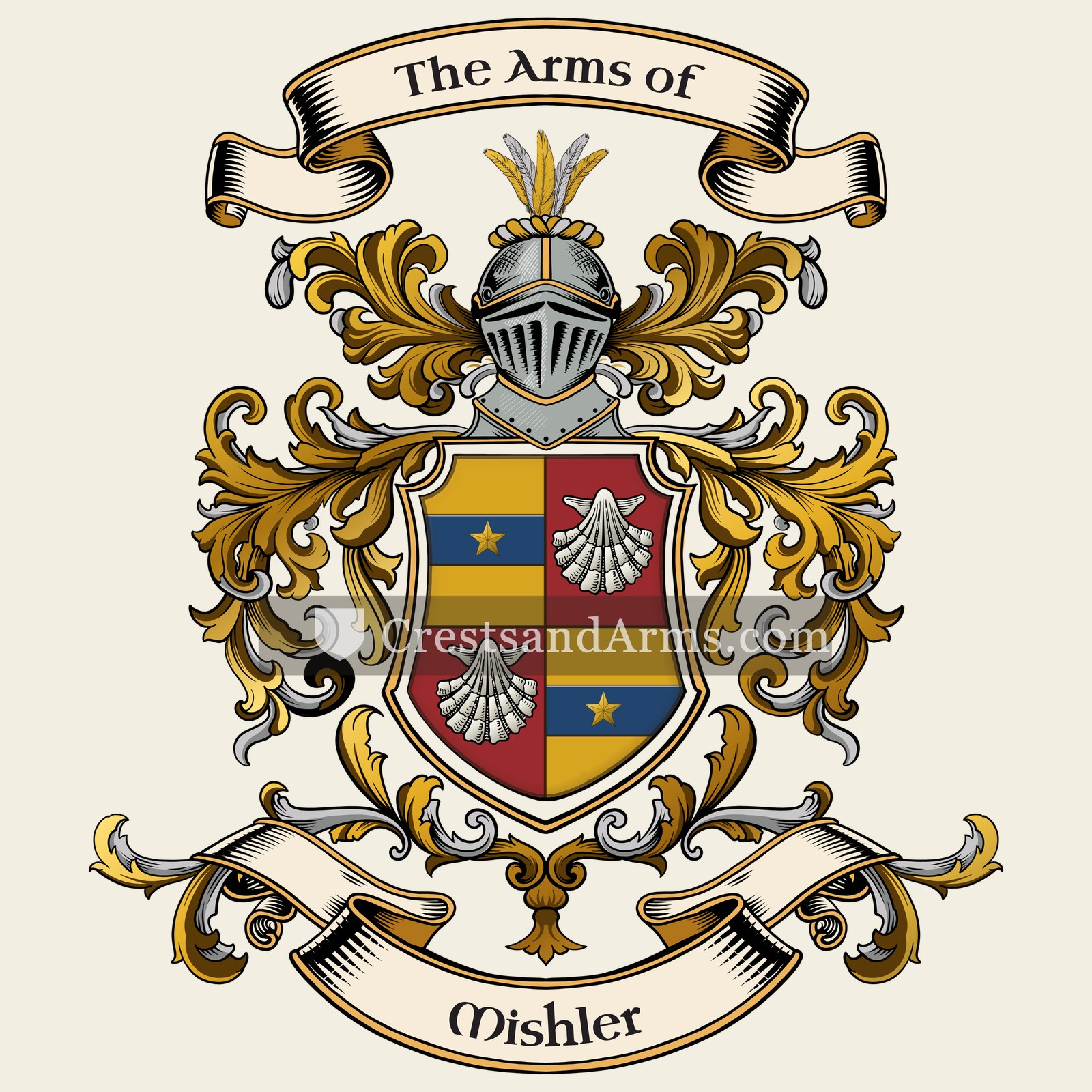 The Mishler coat of arms, drawn from the recorded blazon