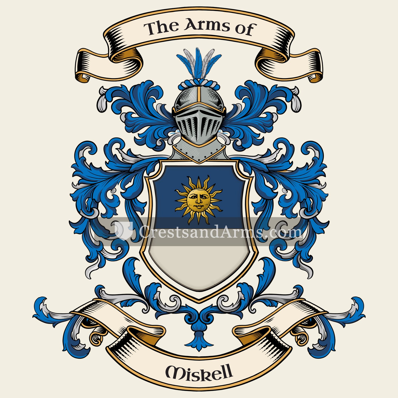 The Miskell coat of arms, drawn from the recorded blazon