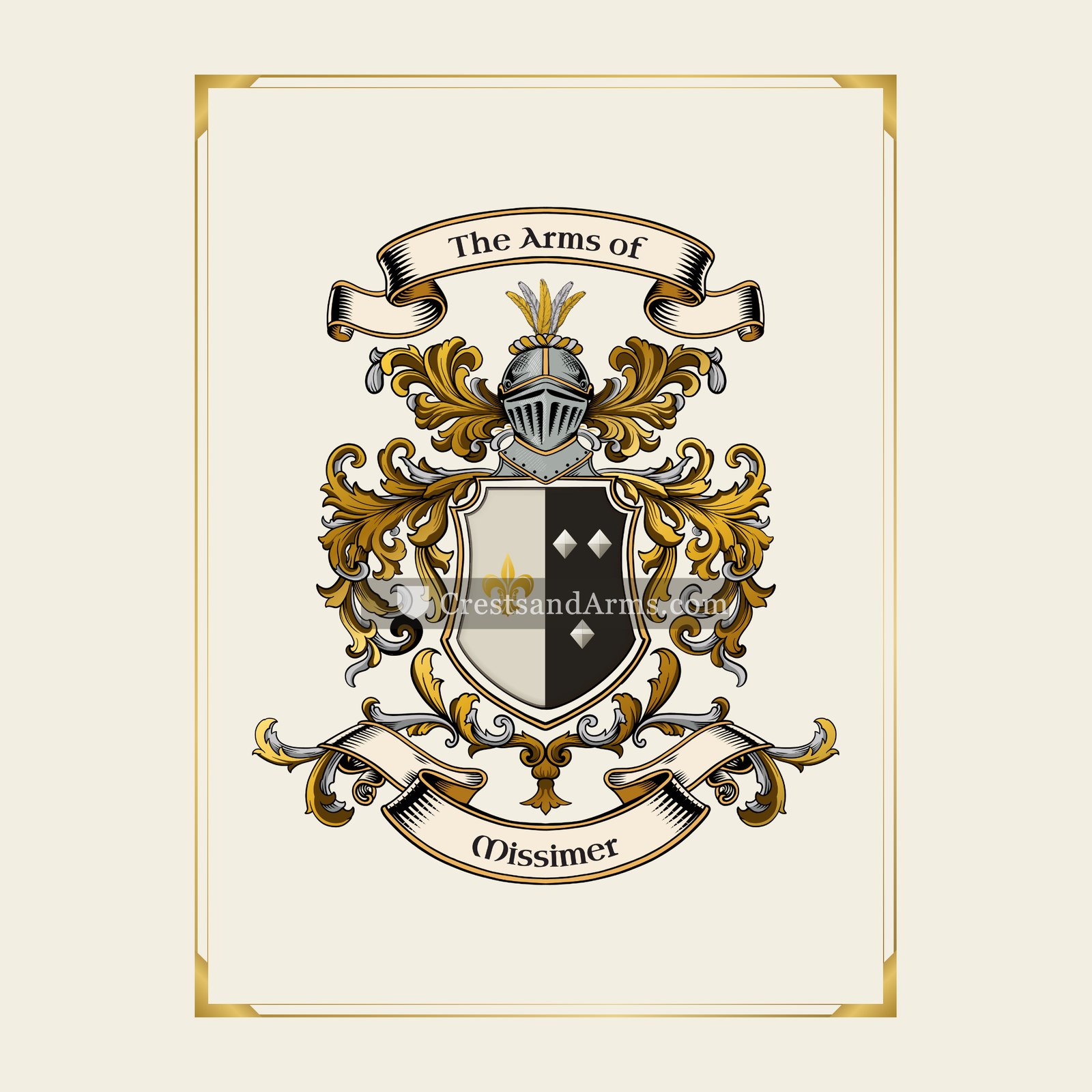 With gold border