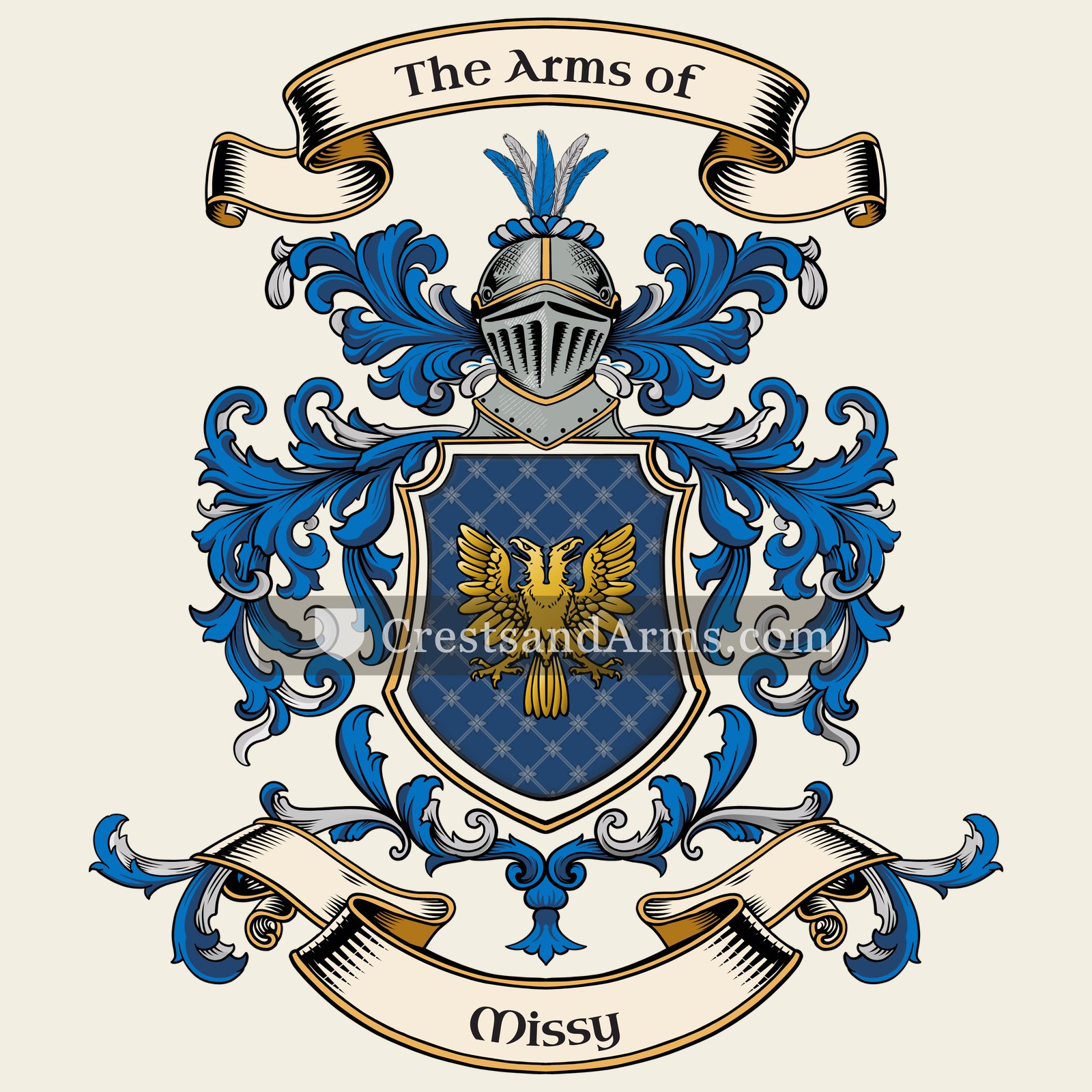 The Missy coat of arms, drawn from the recorded blazon
