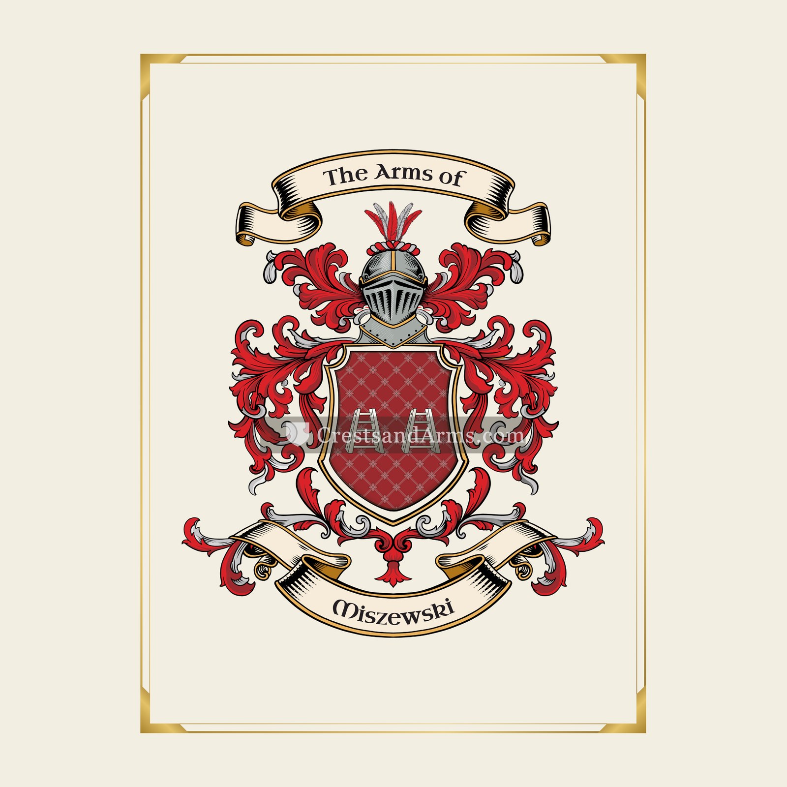 With gold border