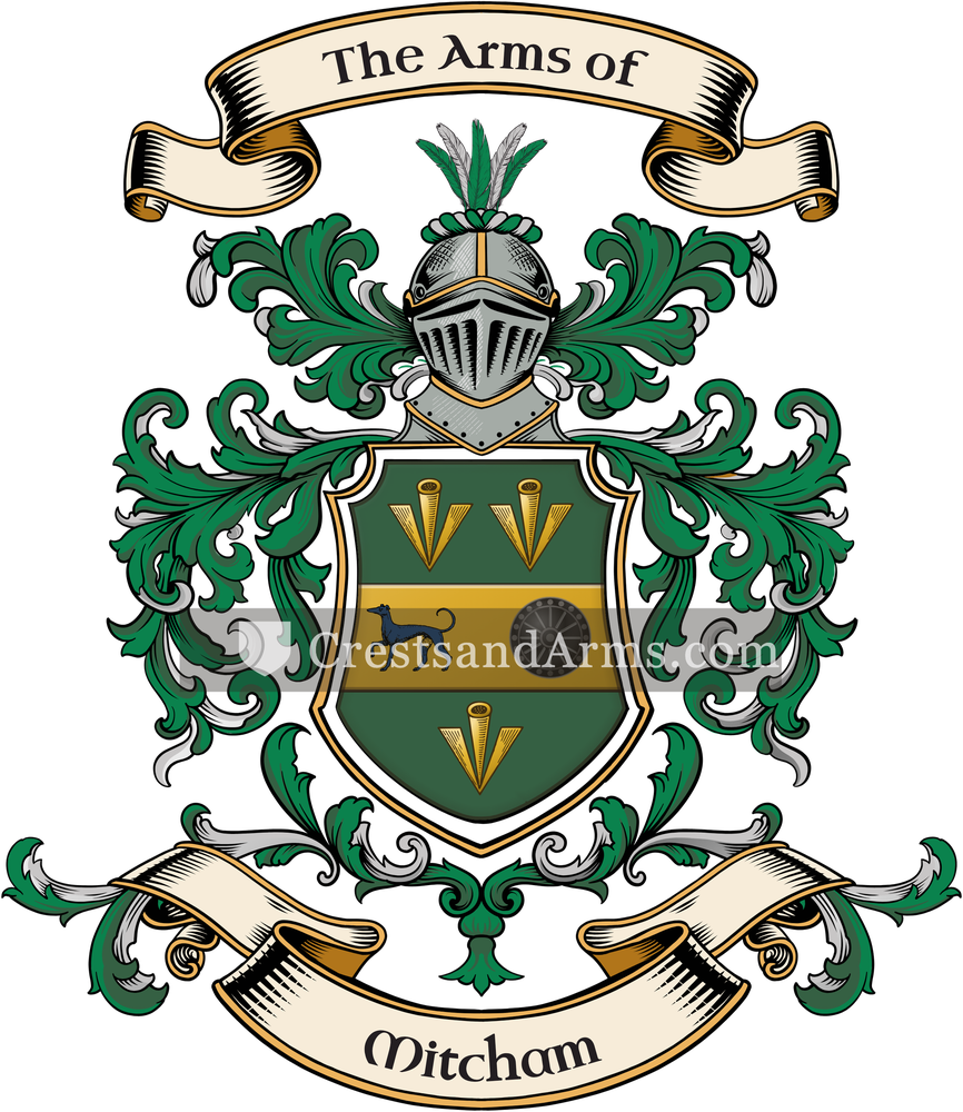 The Mitcham coat of arms, drawn from the recorded blazon