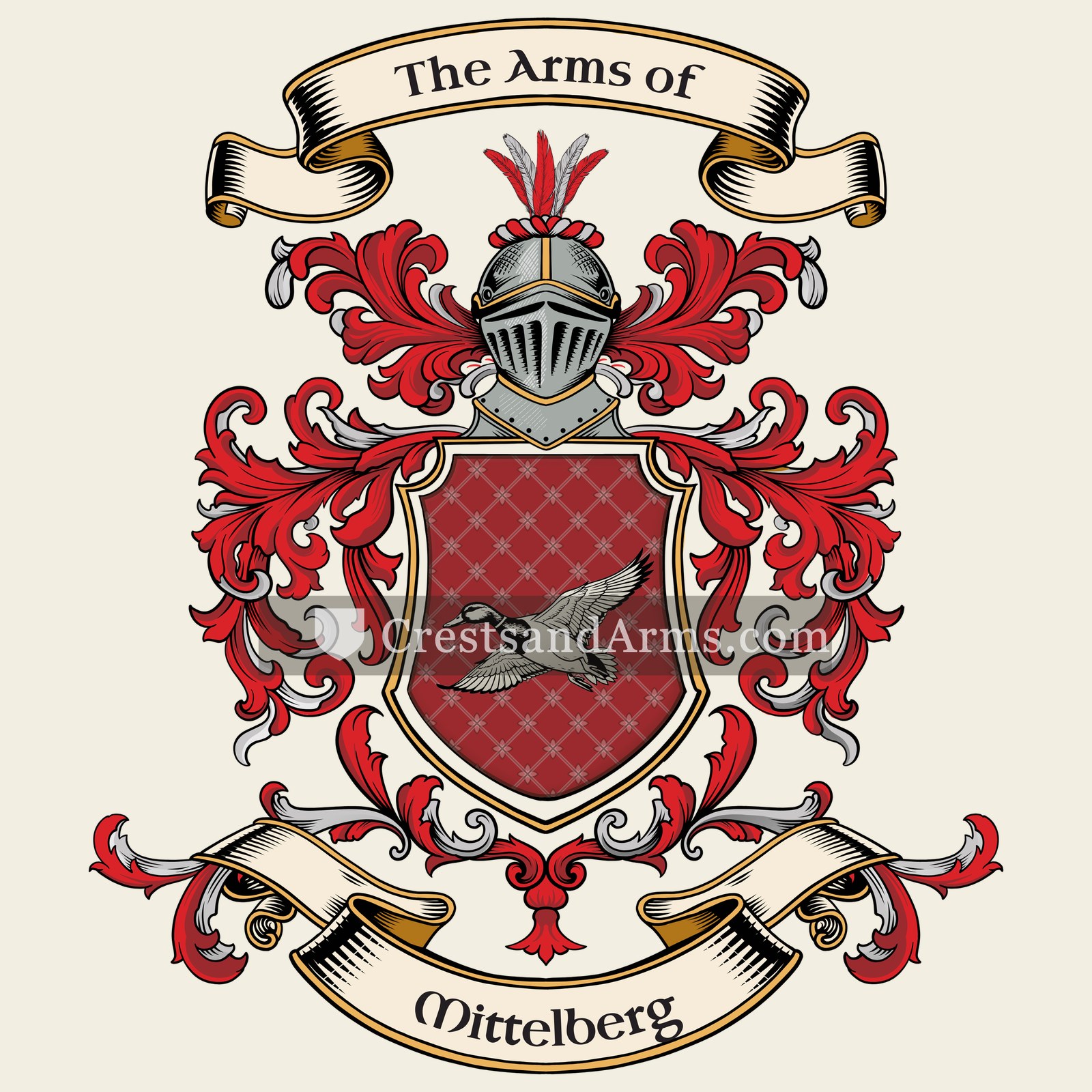 The Mittelberg coat of arms, drawn from the recorded blazon