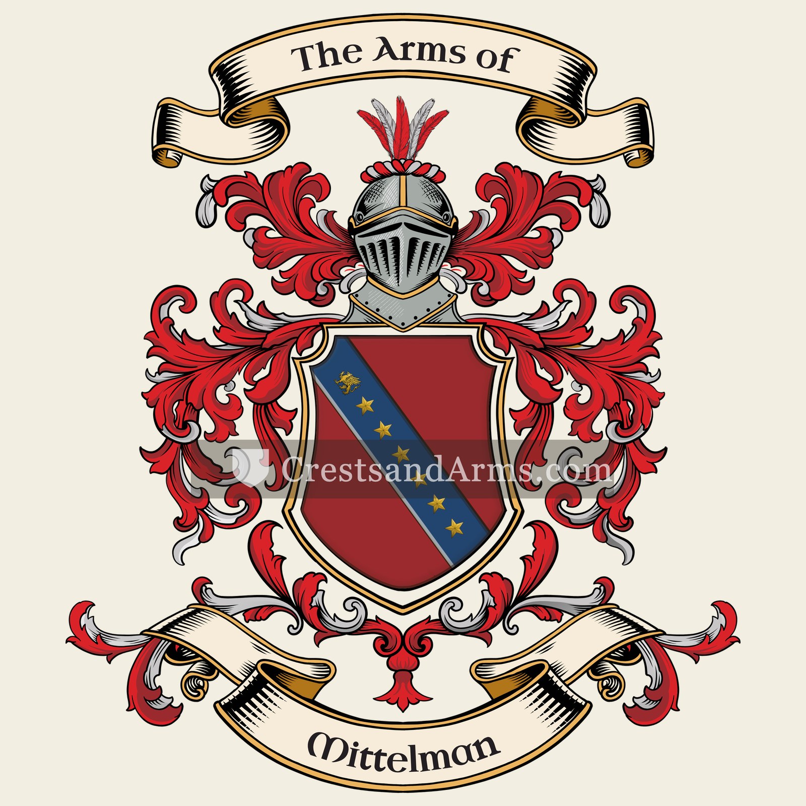 The Mittelman coat of arms, drawn from the recorded blazon