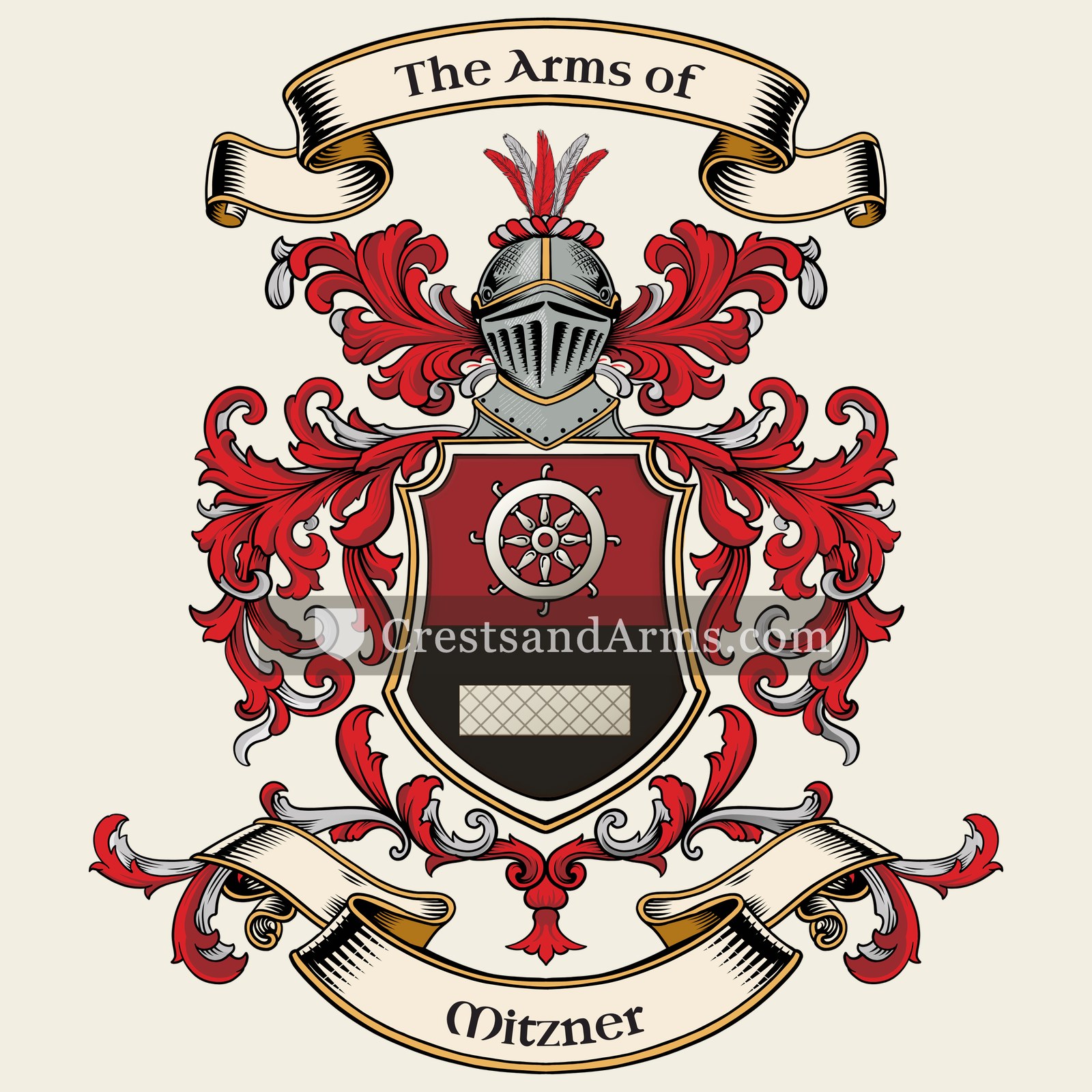 The Mitzner coat of arms, drawn from the recorded blazon