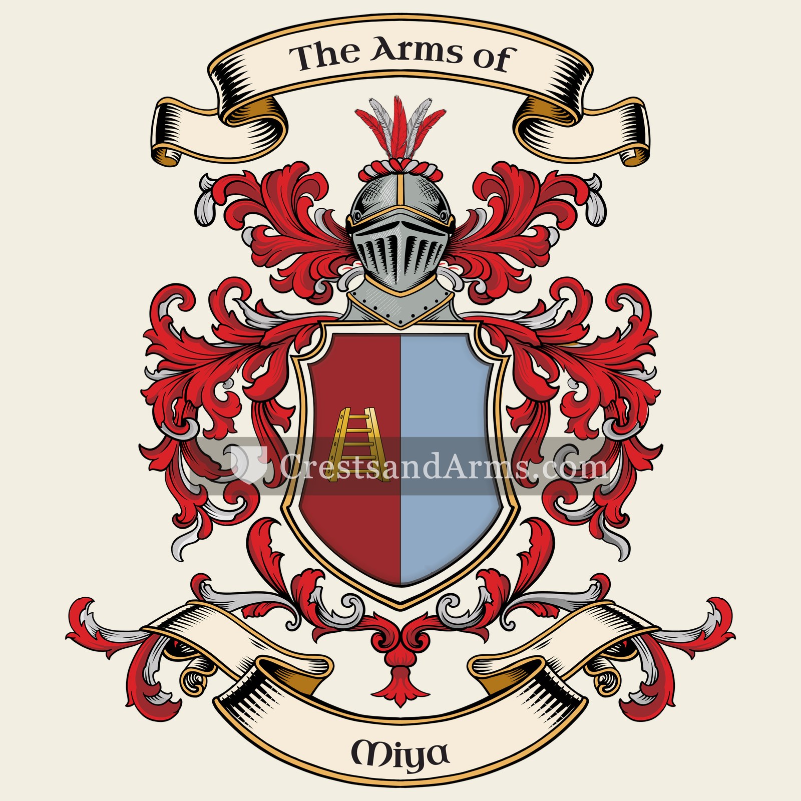 The Miya coat of arms, drawn from the recorded blazon