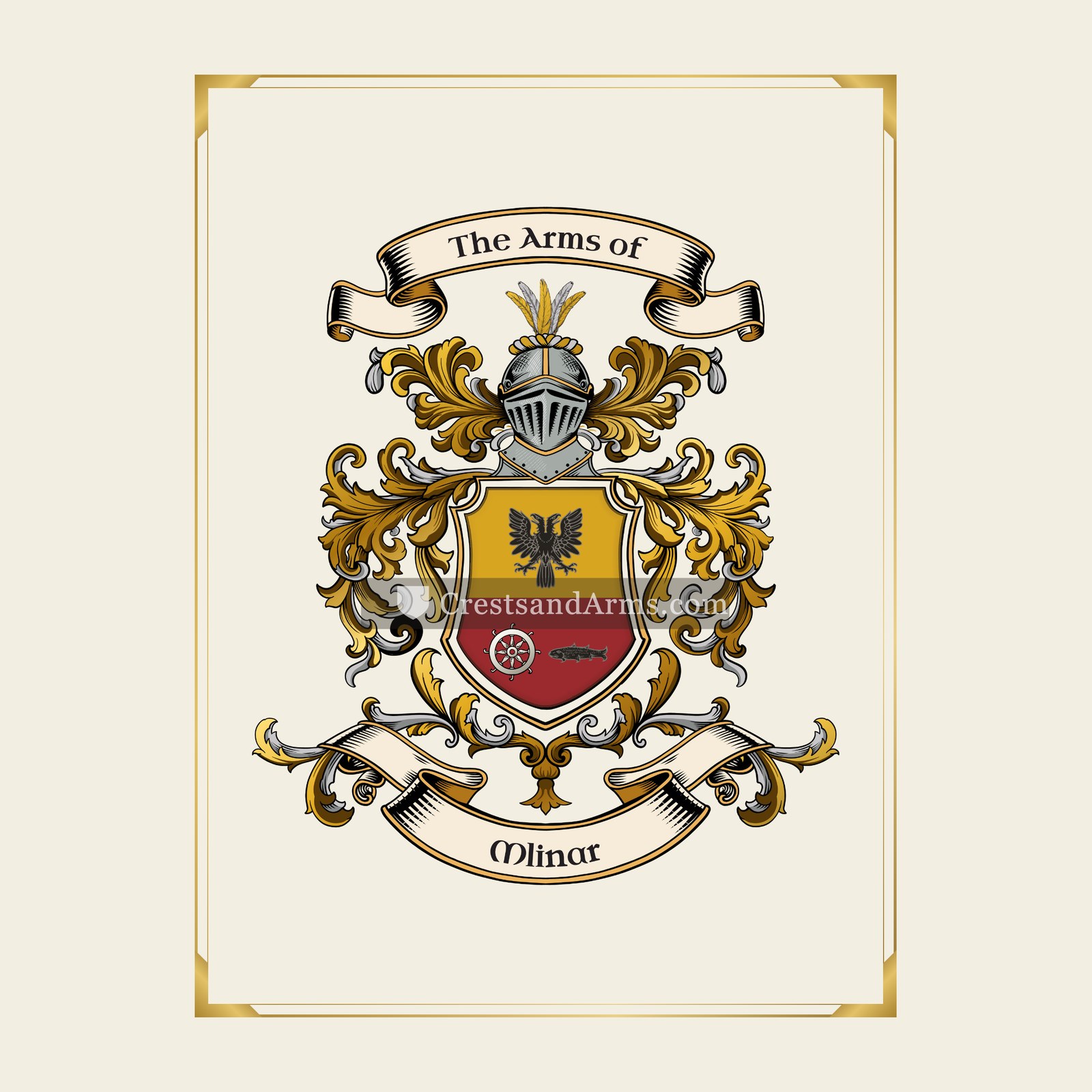 With gold border