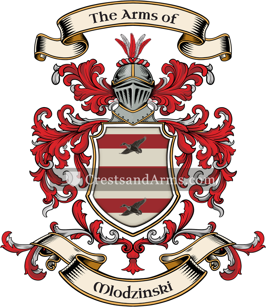 The Mlodzinski coat of arms, drawn from the recorded blazon