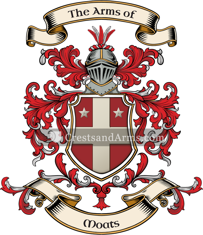 The Moats coat of arms, drawn from the recorded blazon