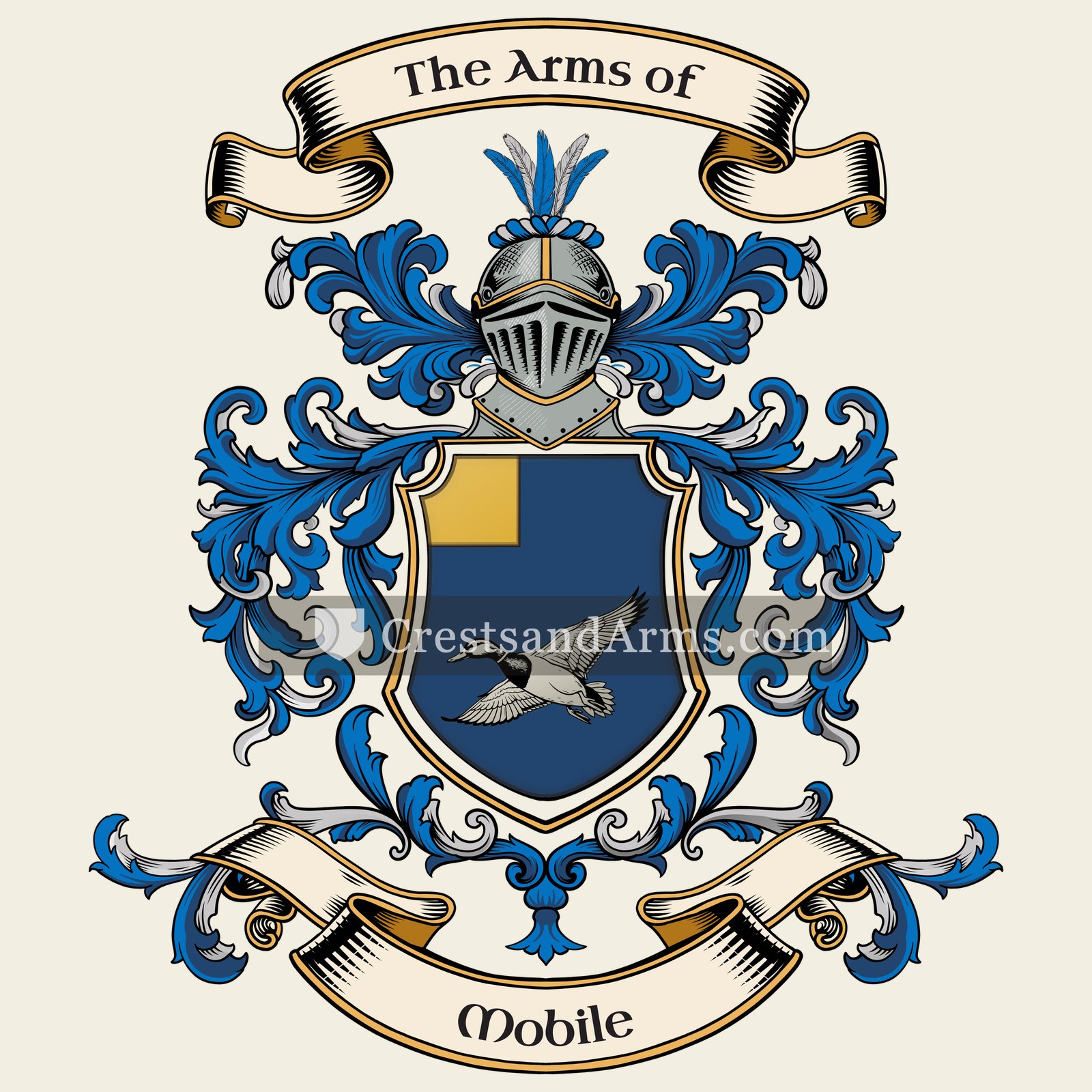 The Mobile coat of arms, drawn from the recorded blazon