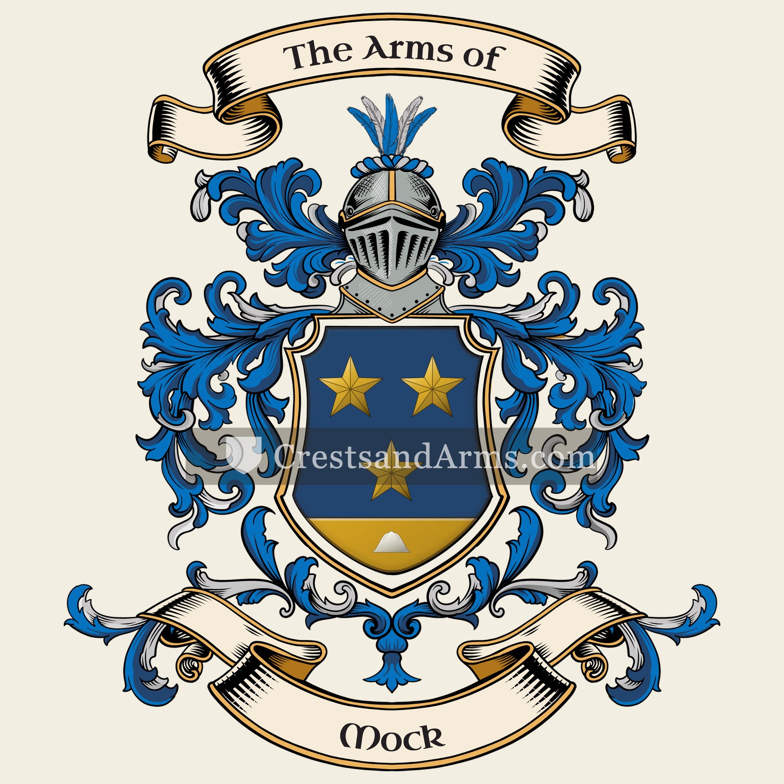 The Mock coat of arms, drawn from the recorded blazon
