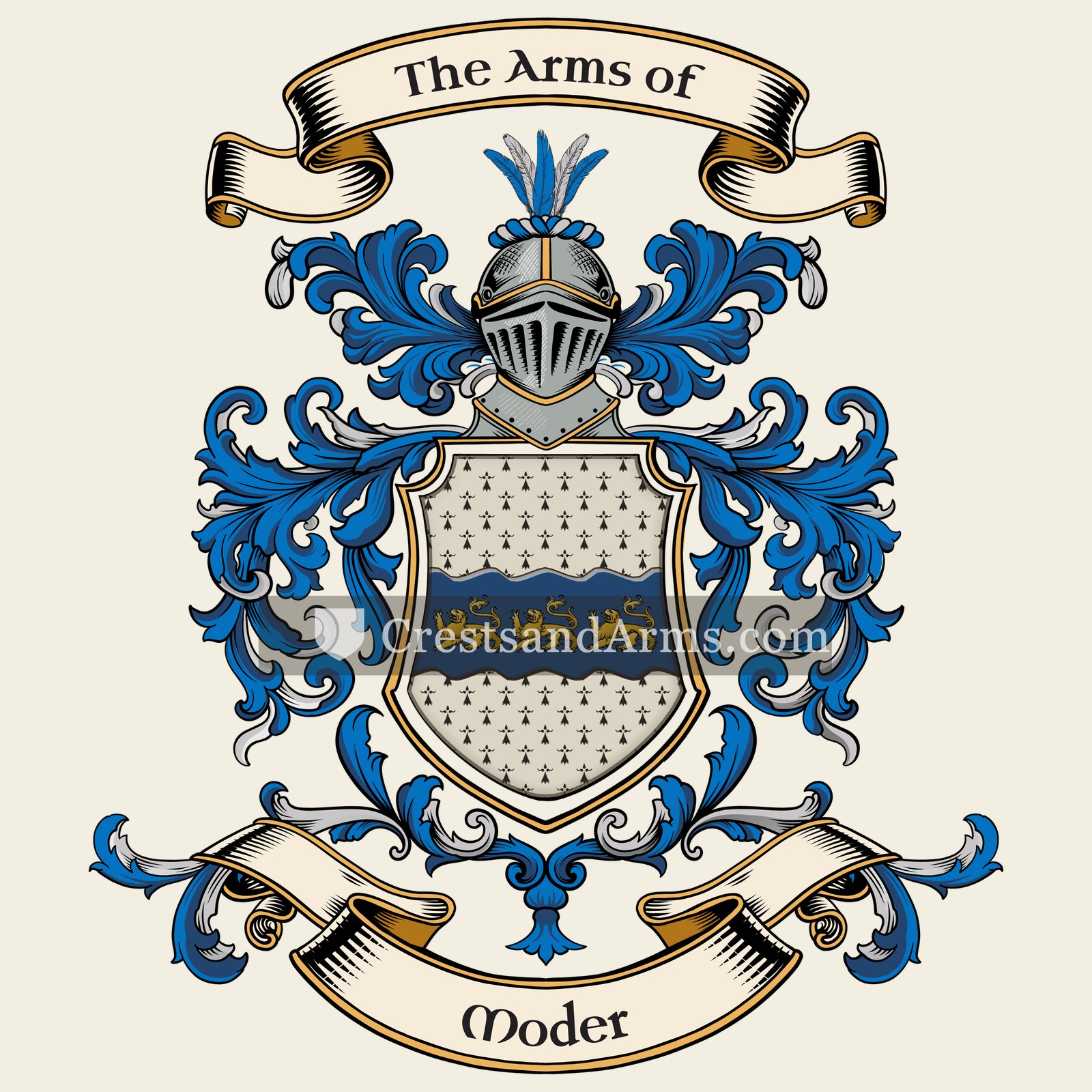 The Moder coat of arms, drawn from the recorded blazon