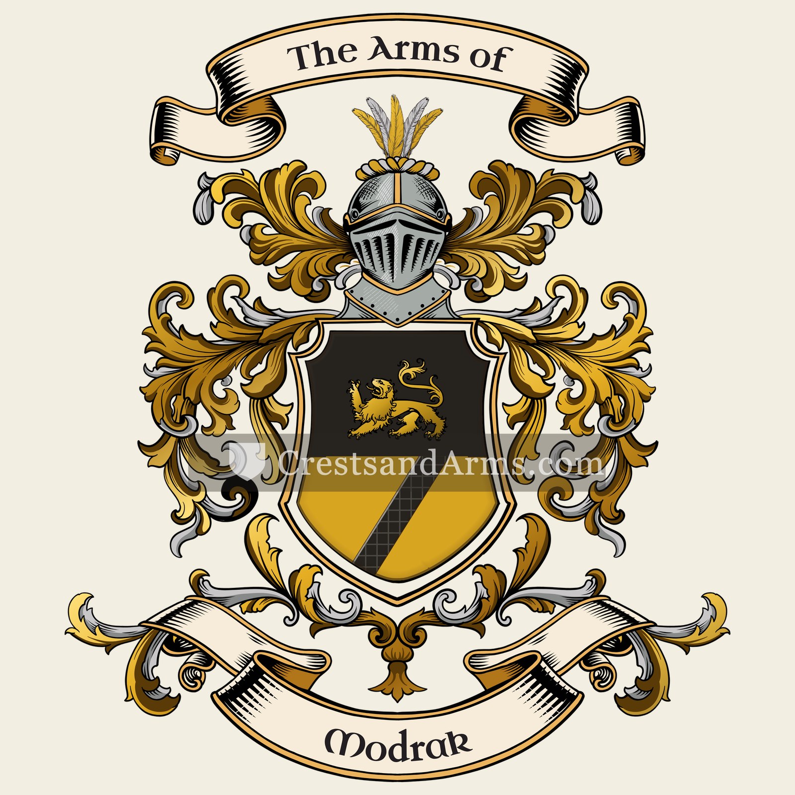 The Modrak coat of arms, drawn from the recorded blazon