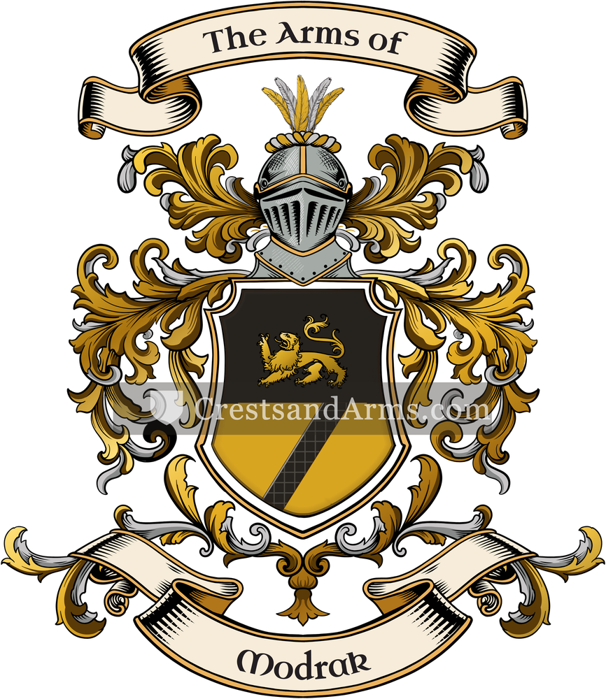 The Modrak coat of arms, drawn from the recorded blazon