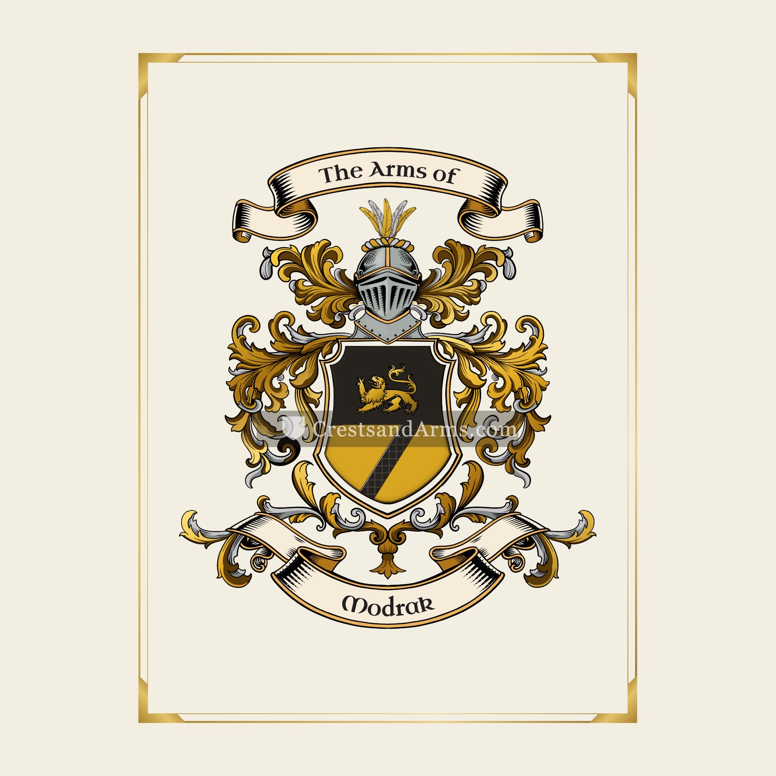 With gold border