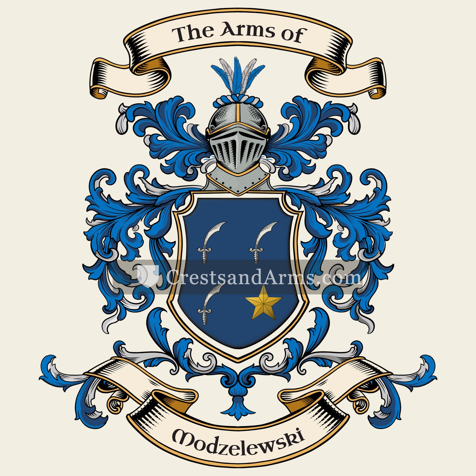 The Modzelewski coat of arms, drawn from the recorded blazon