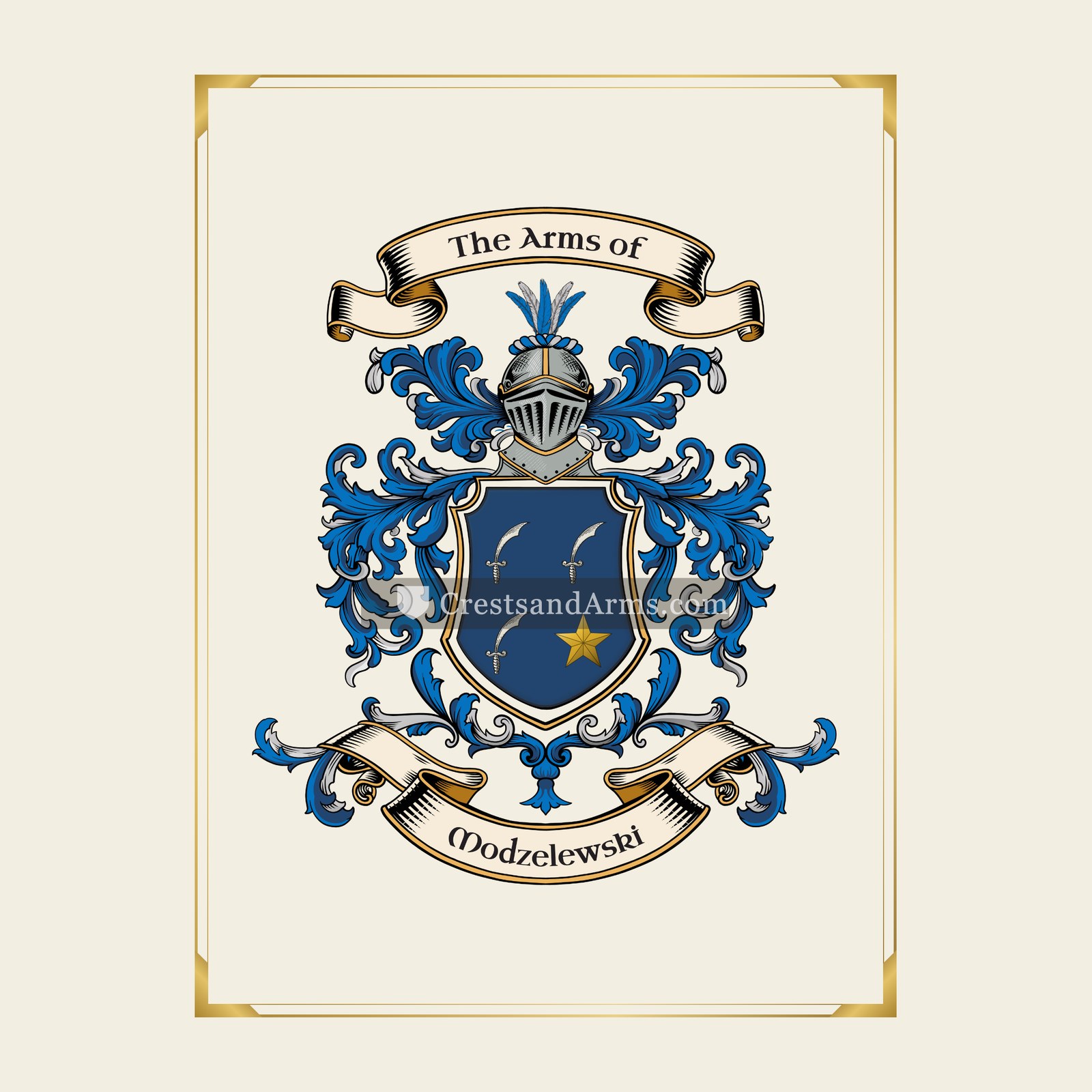 With gold border