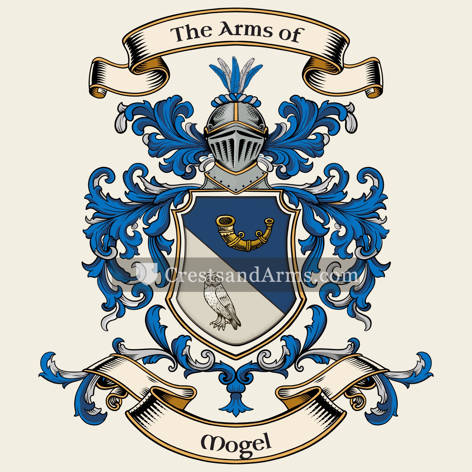 The Mogel coat of arms, drawn from the recorded blazon