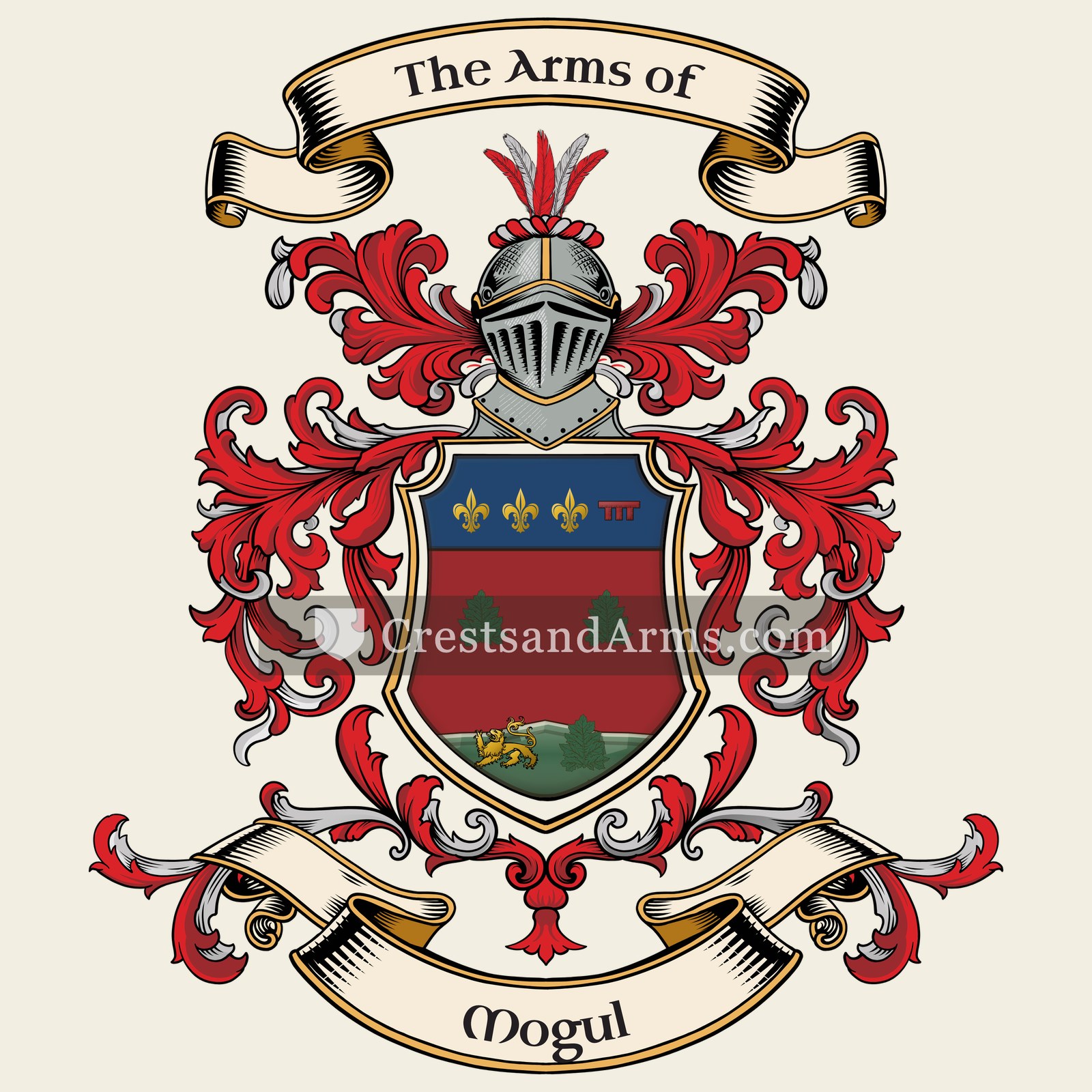 The Mogul coat of arms, drawn from the recorded blazon