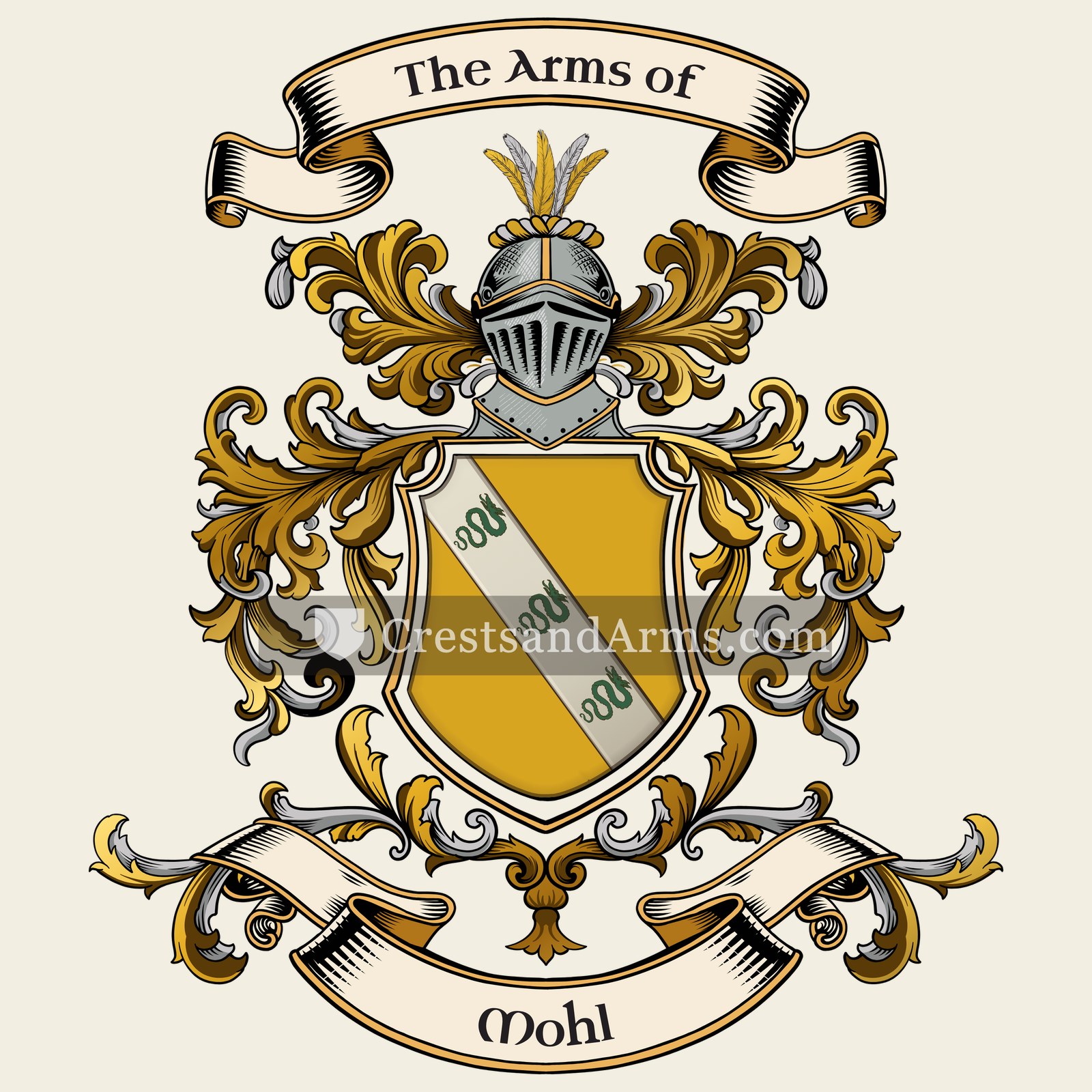 The Mohl coat of arms, drawn from the recorded blazon