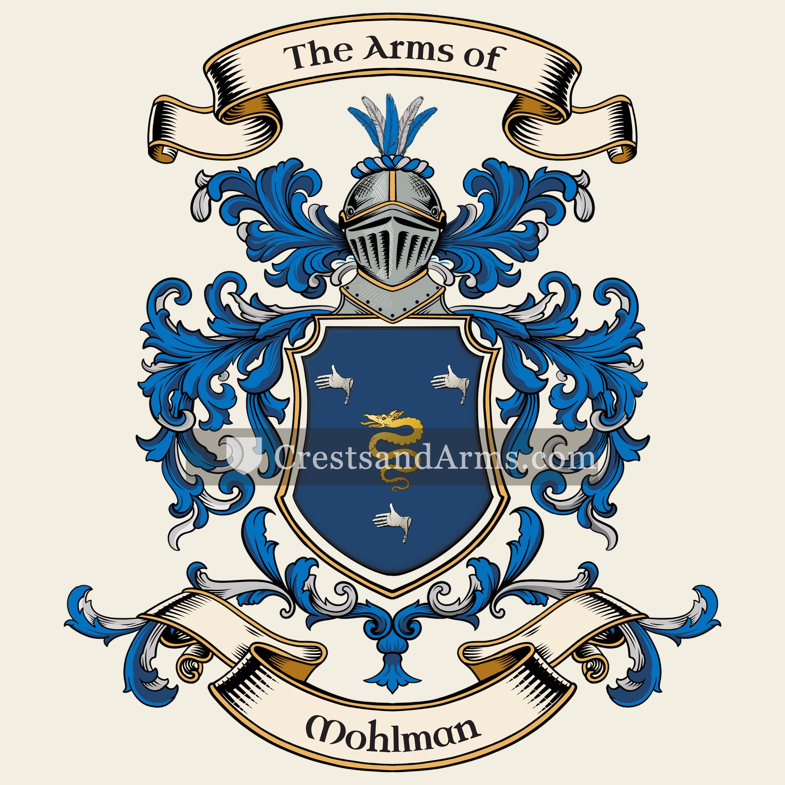 The Mohlman coat of arms, drawn from the recorded blazon