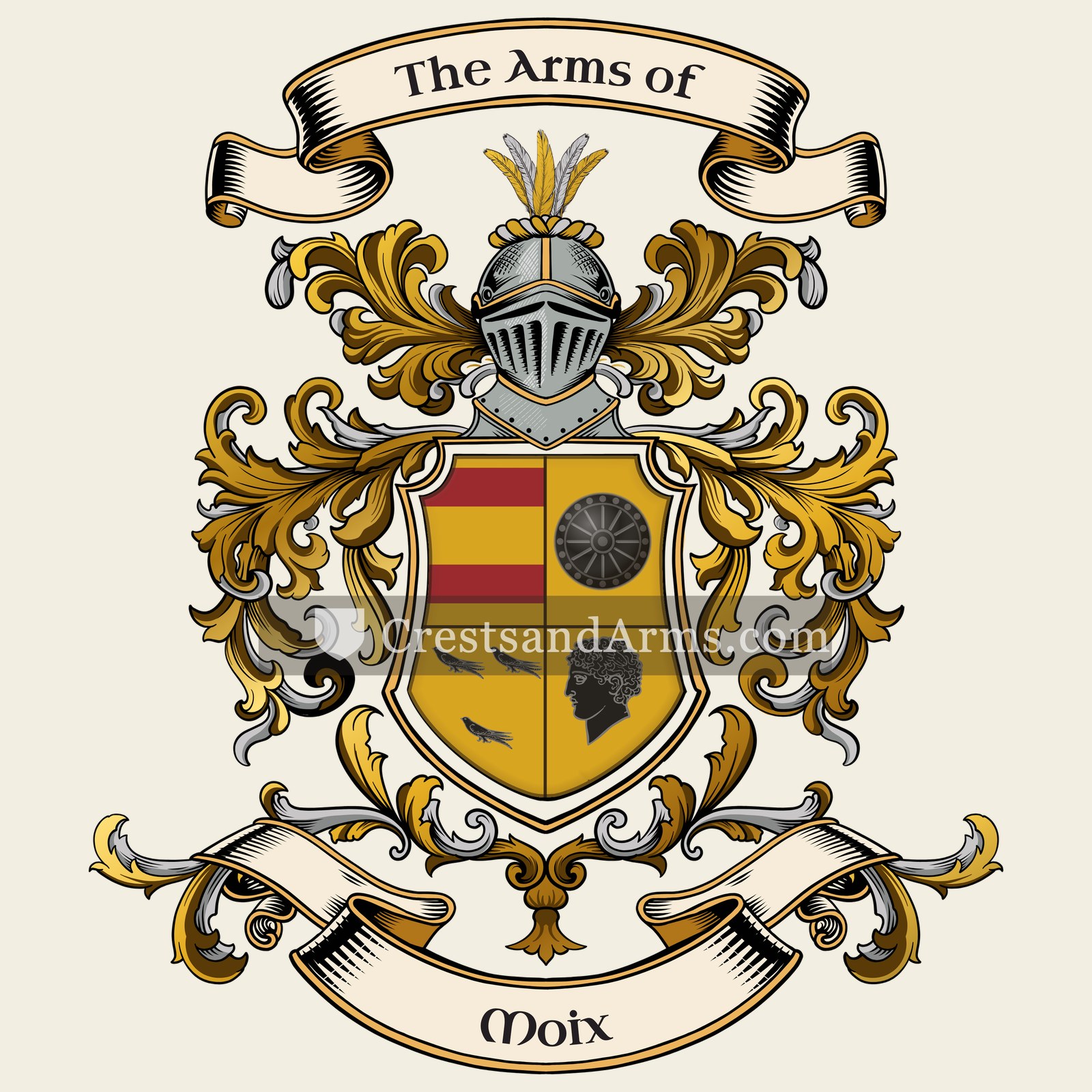 The Moix coat of arms, drawn from the recorded blazon