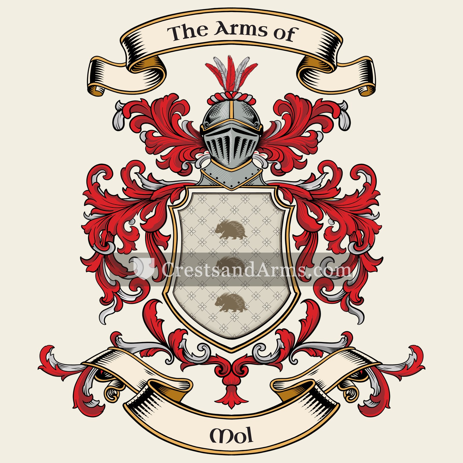 The Mol coat of arms, drawn from the recorded blazon