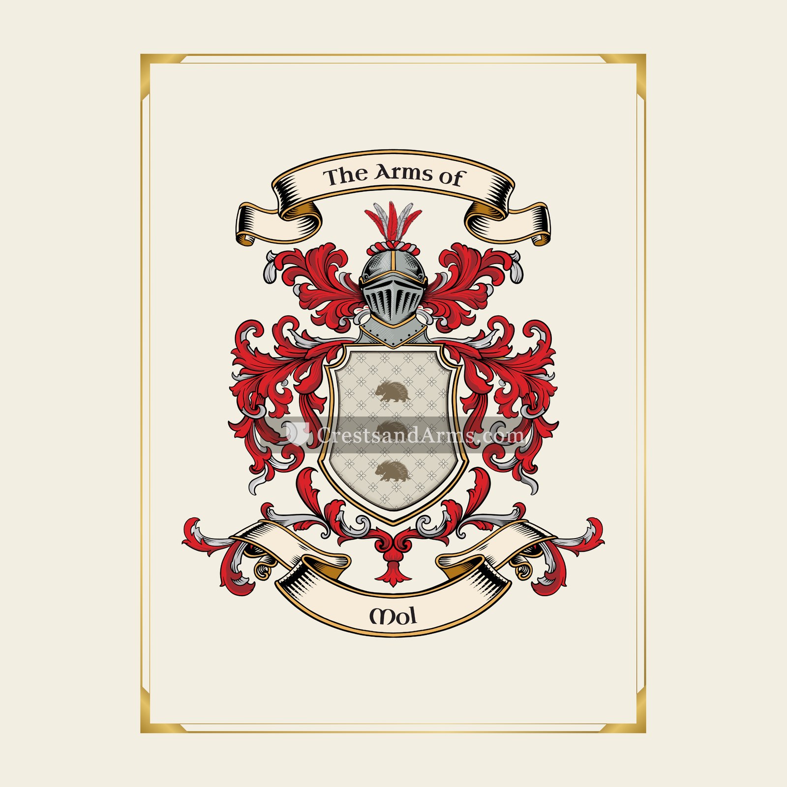 With gold border