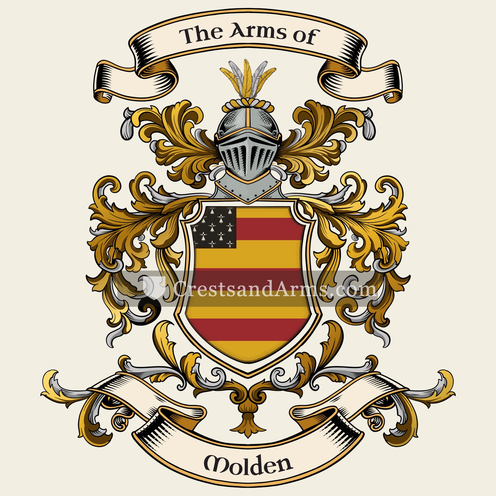 The Molden coat of arms, drawn from the recorded blazon