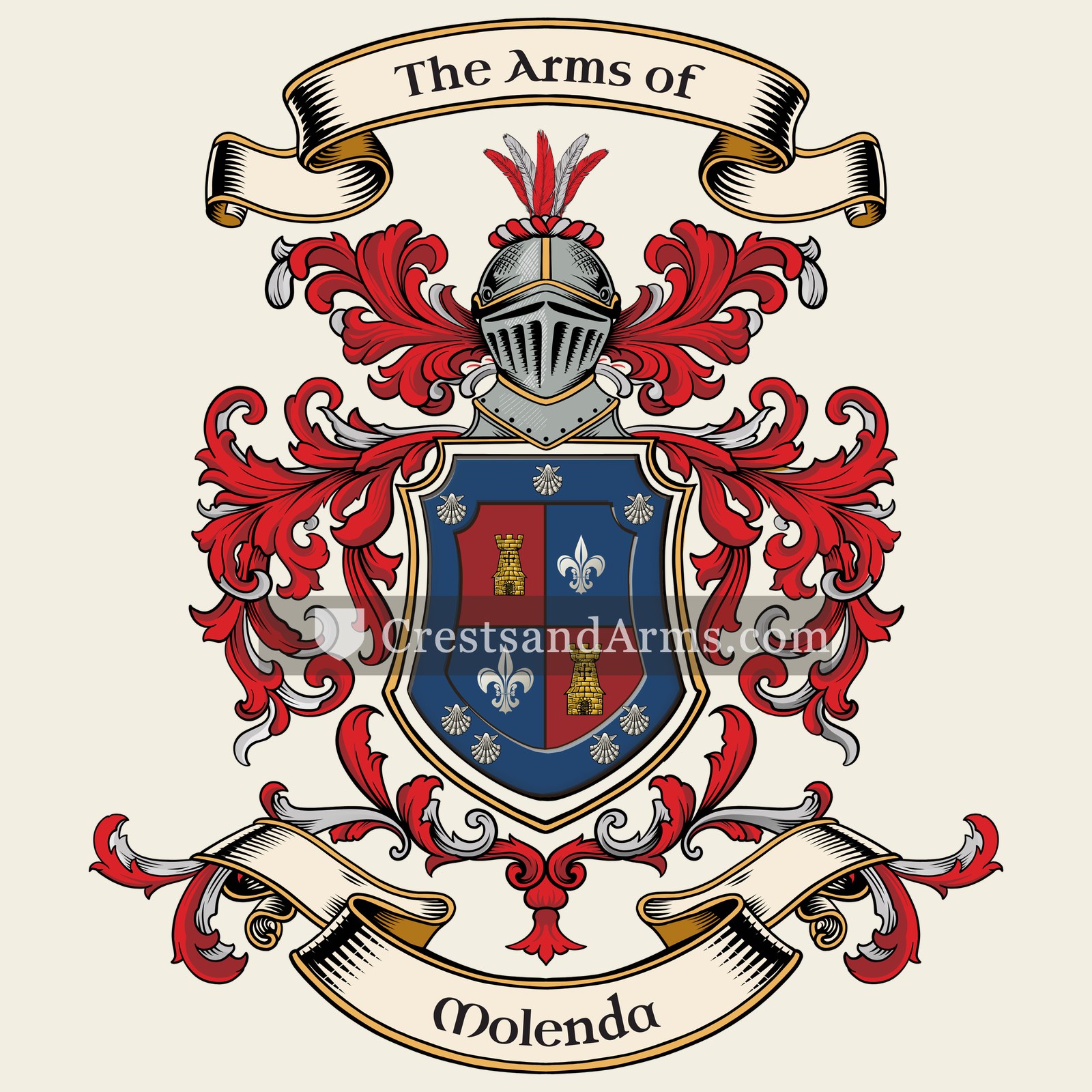The Molenda coat of arms, drawn from the recorded blazon