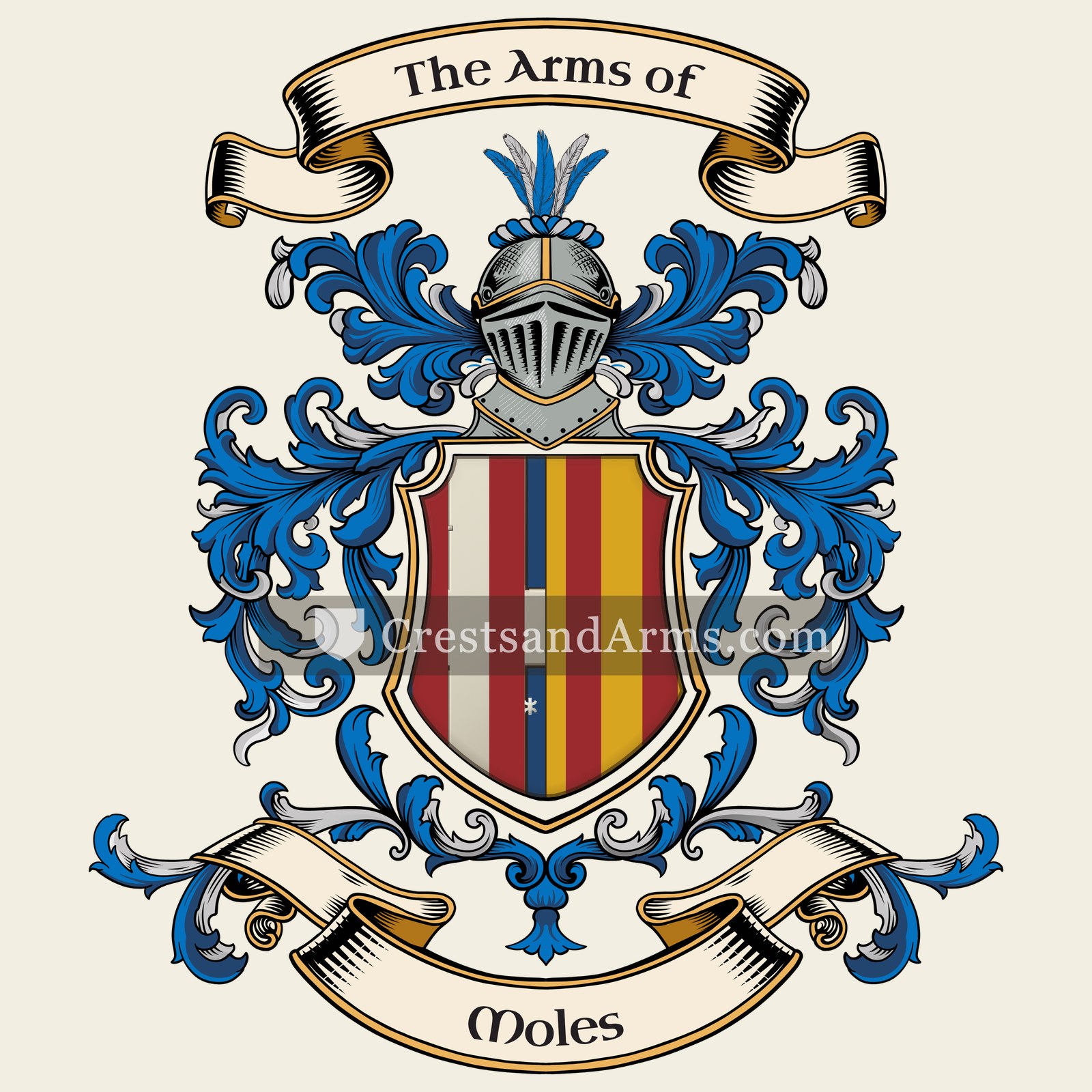 The Moles coat of arms, drawn from the recorded blazon
