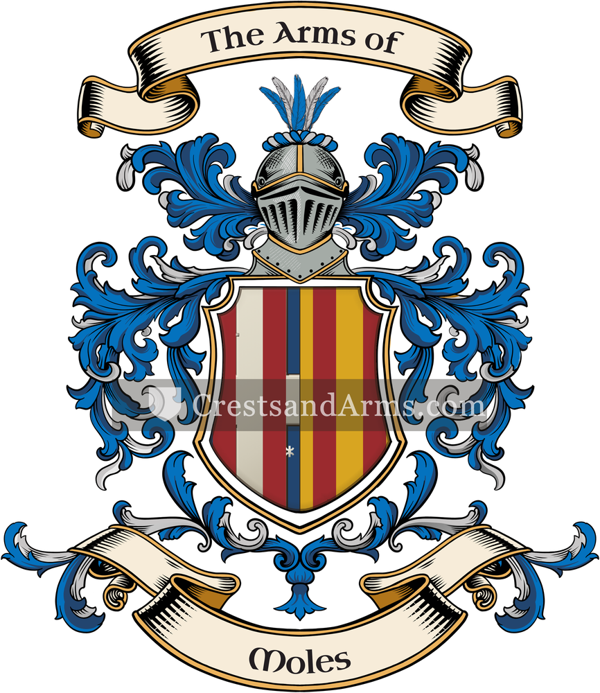 The Moles coat of arms, drawn from the recorded blazon
