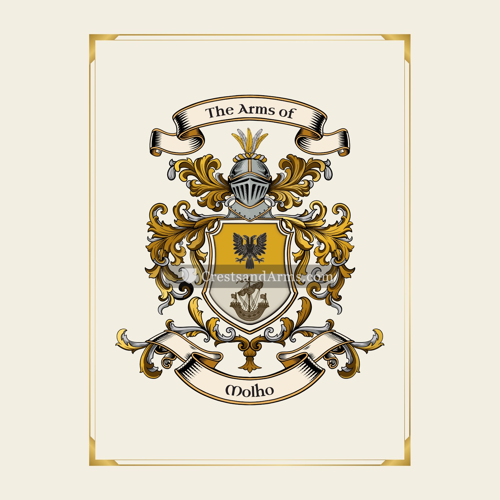 With gold border