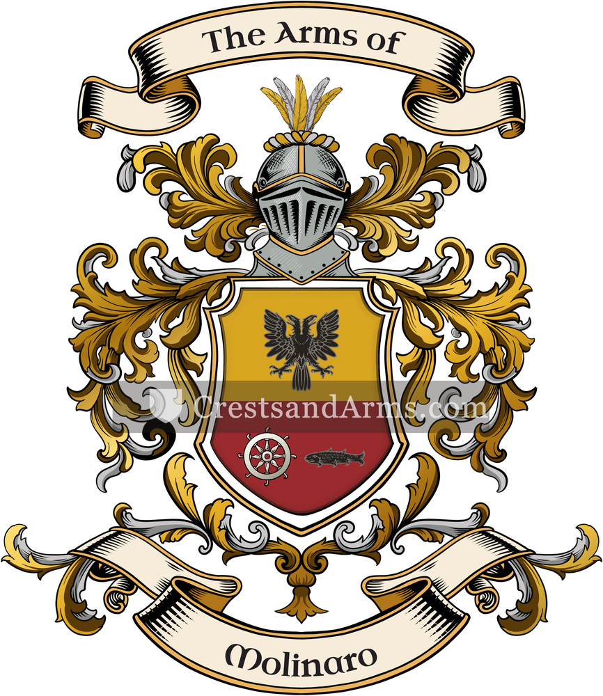 The Molinaro coat of arms, drawn from the recorded blazon