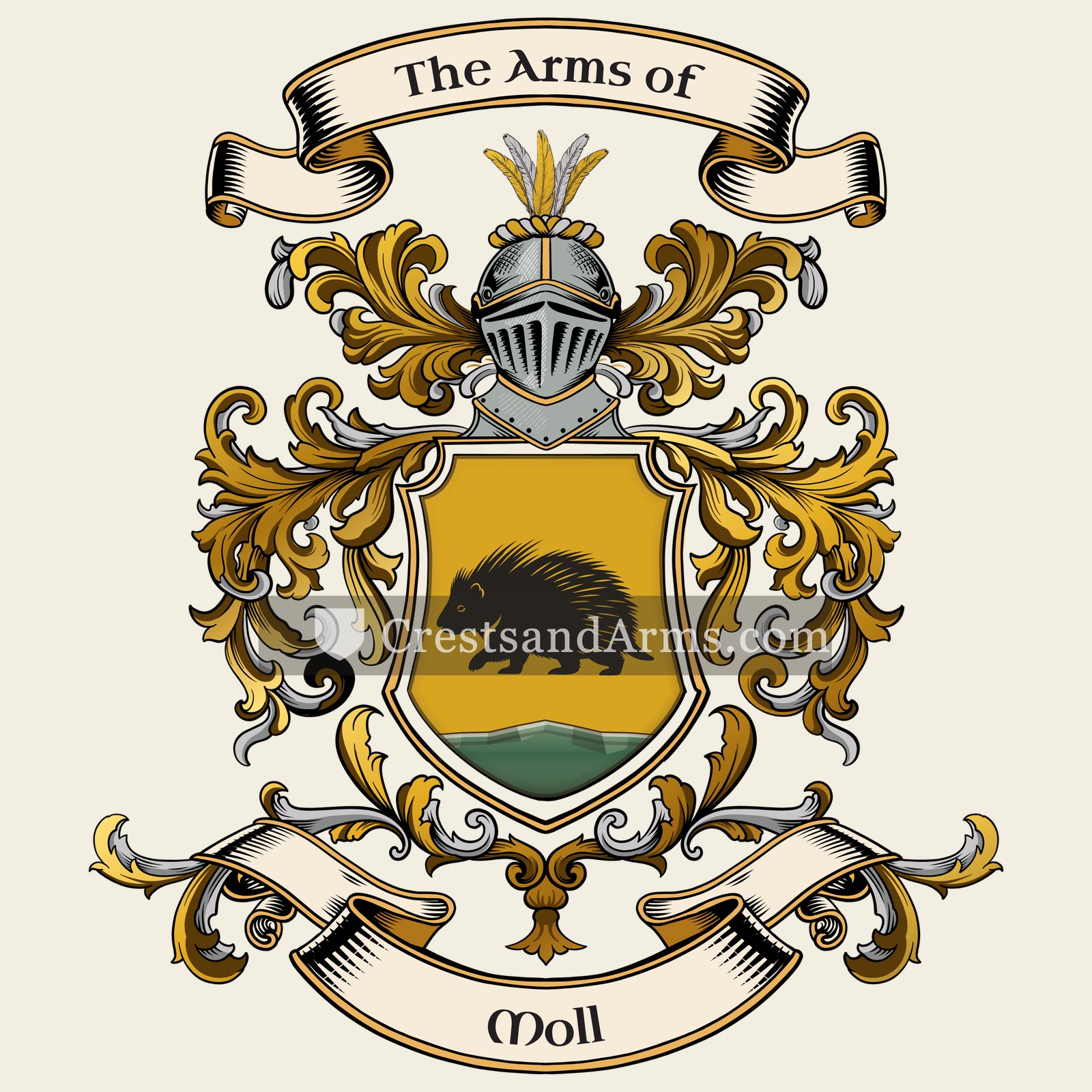 The Moll coat of arms, drawn from the recorded blazon