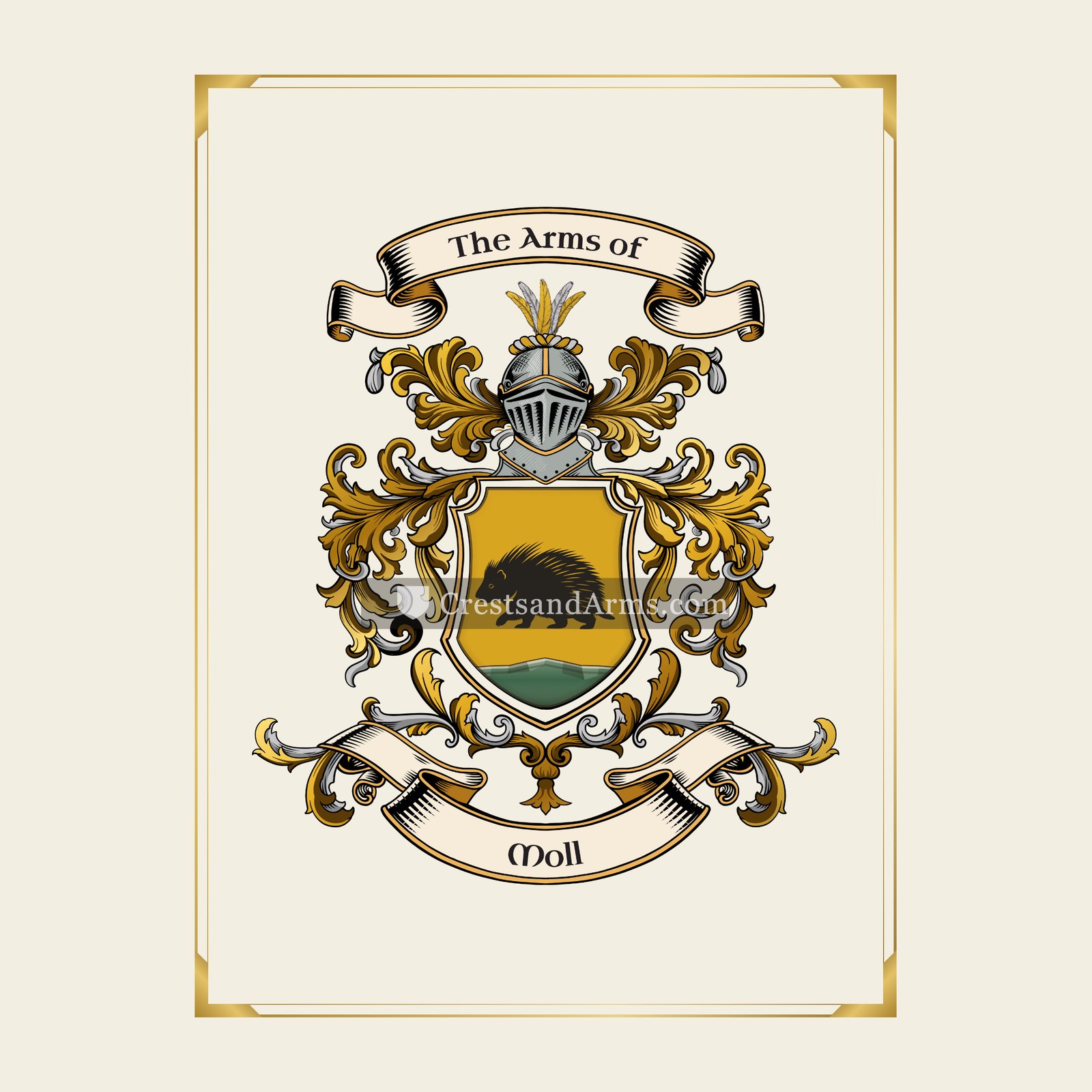 With gold border