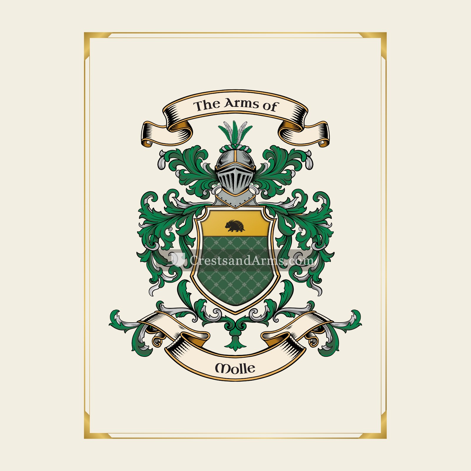 With gold border