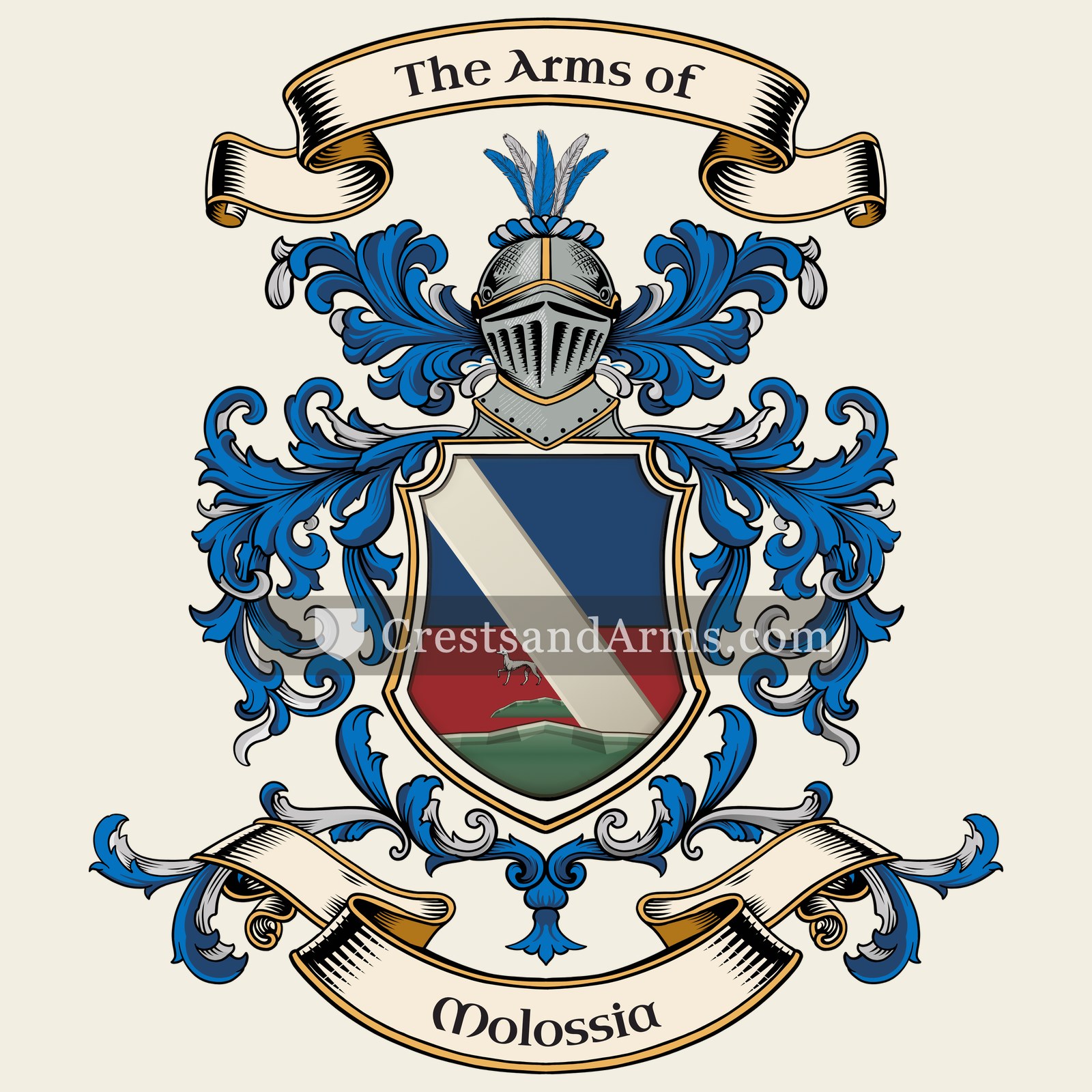 The Molossia coat of arms, drawn from the recorded blazon